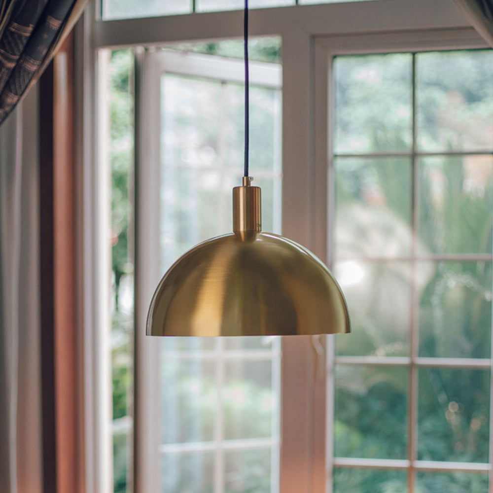 GoldenGlow – Vintage brass dome pendant for timeless interiors