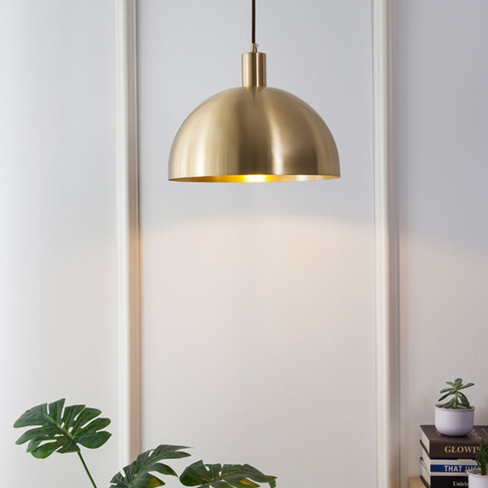 GoldenGlow – Vintage brass dome pendant for timeless interiors