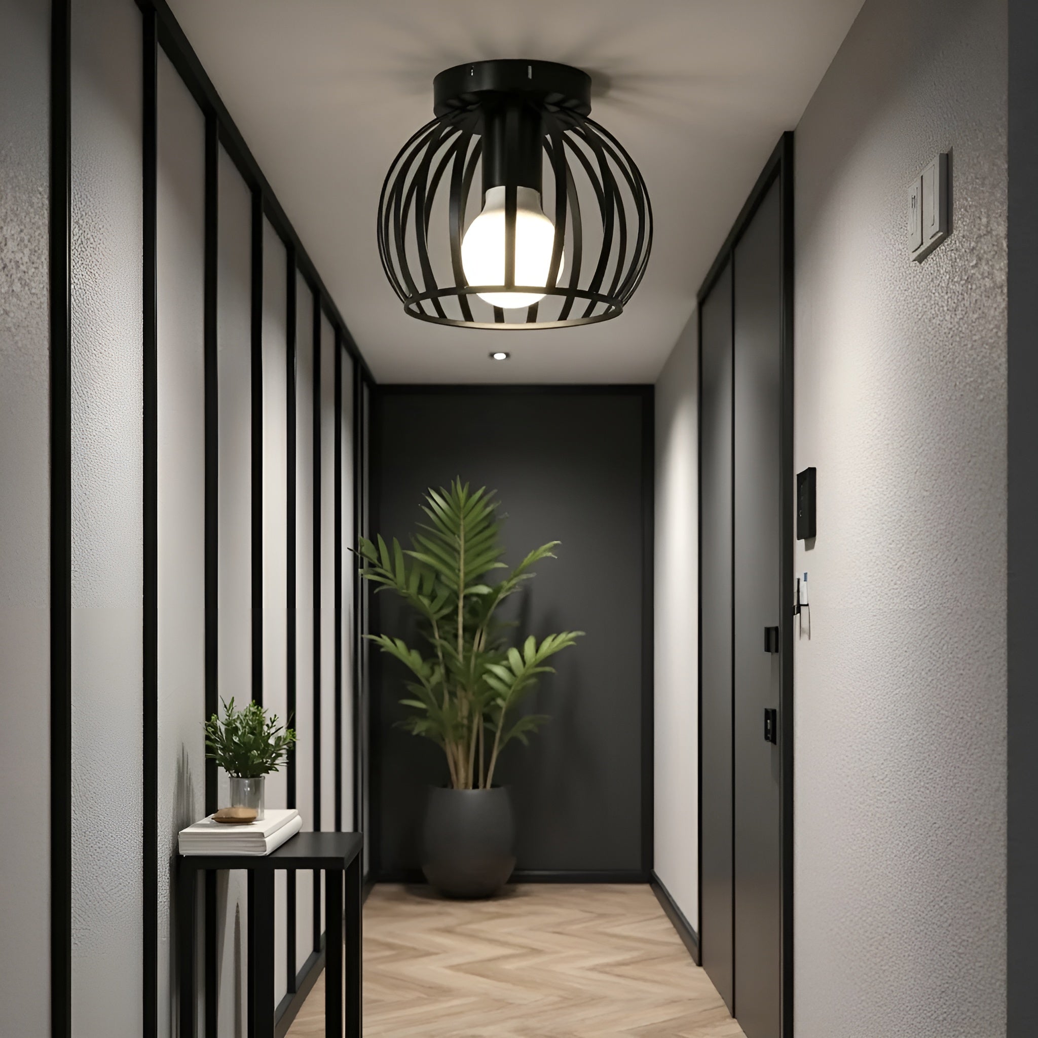 Forgeon – Industrial Black Ceiling Lamp with Minimalist Lighting Fixture
