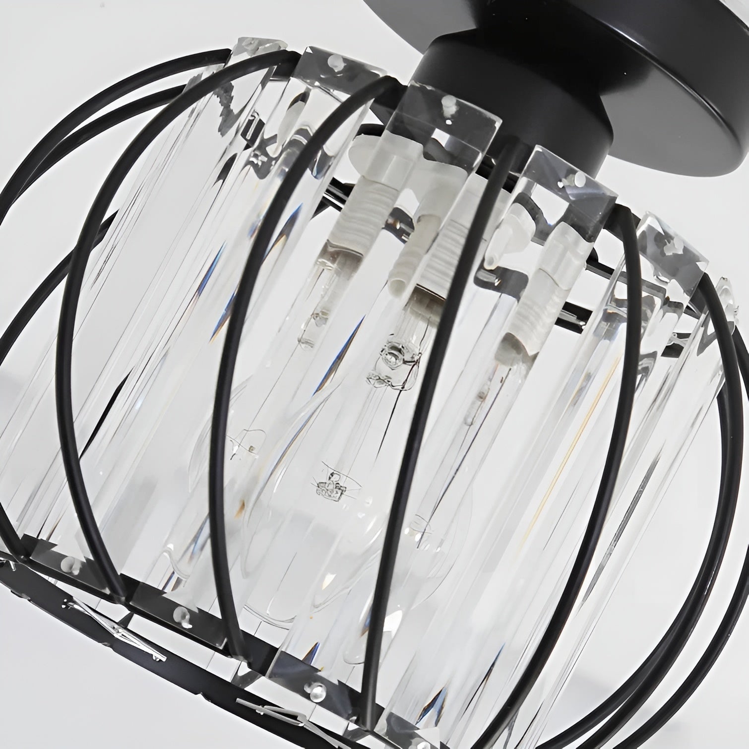 SkynLume – Nordic Flush Mount Glass and Iron Ceiling Light
