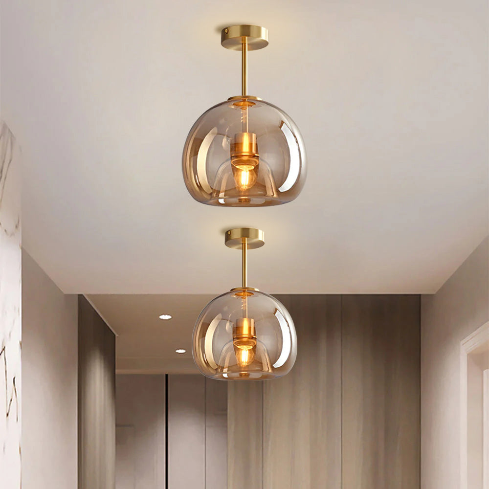 VintaGlow – Retro Copper Glass Ceiling Light with Modern Vintage Metal Fixture
