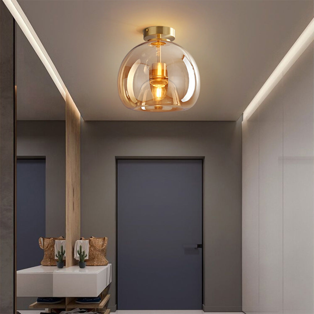 VintaGlow – Retro Copper Glass Ceiling Light with Modern Vintage Metal Fixture
