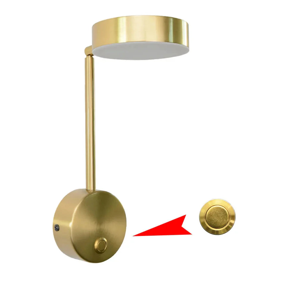 LumoraSpin – Rotating gold LED wall lamp with 350° adjustable light (7W)