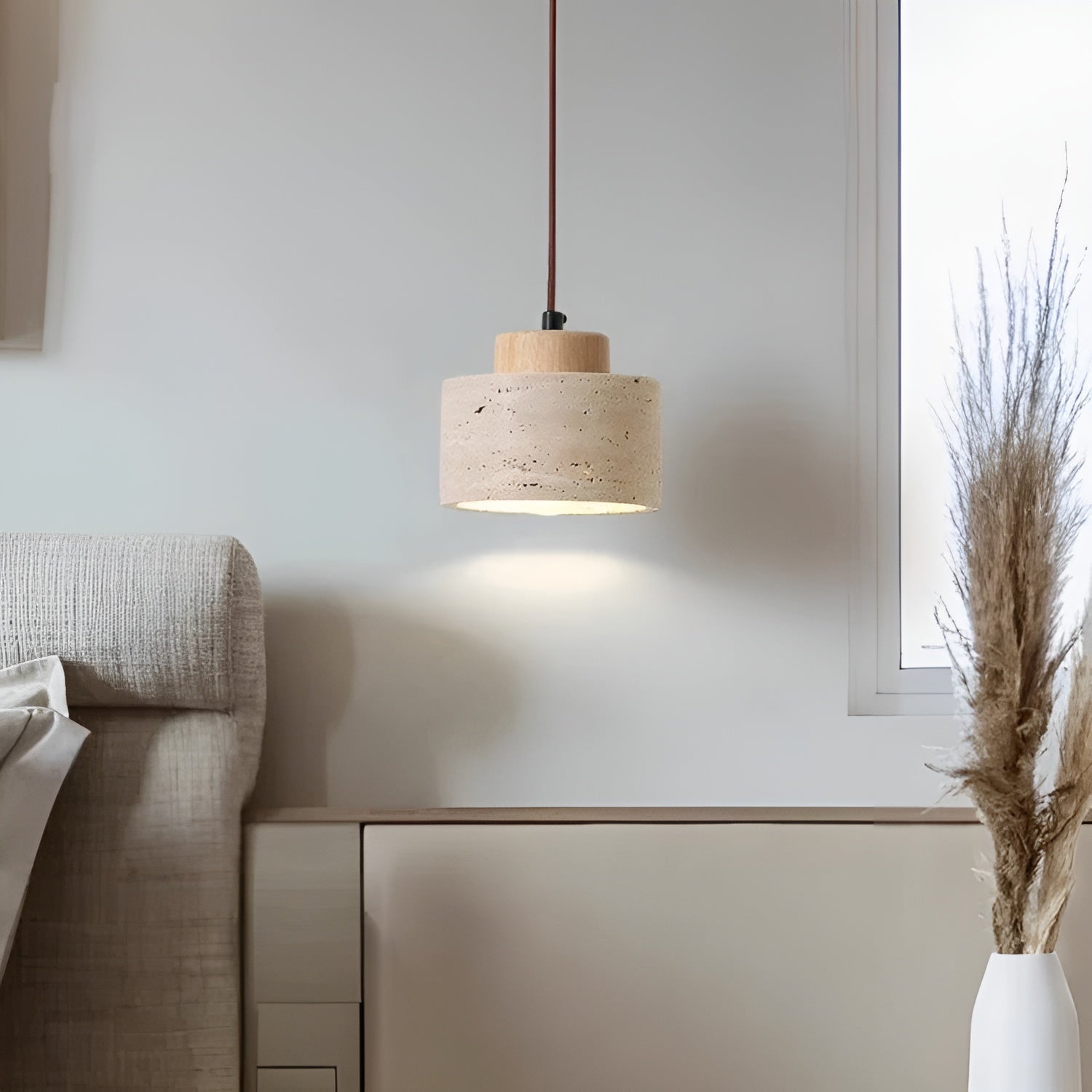 Lunavia – Nordic Travertine Pendant Light with LED for Elegant Minimalist Interiors