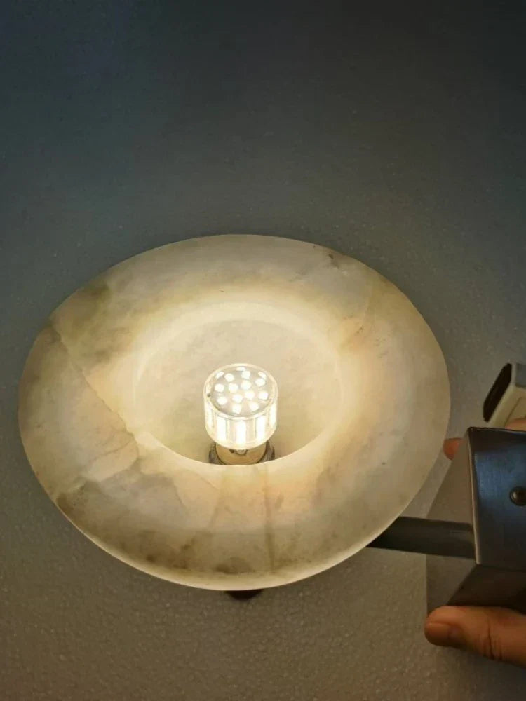 MarbleAura – Marble and copper wall lamp for living room or bedroom (G9 fitting)