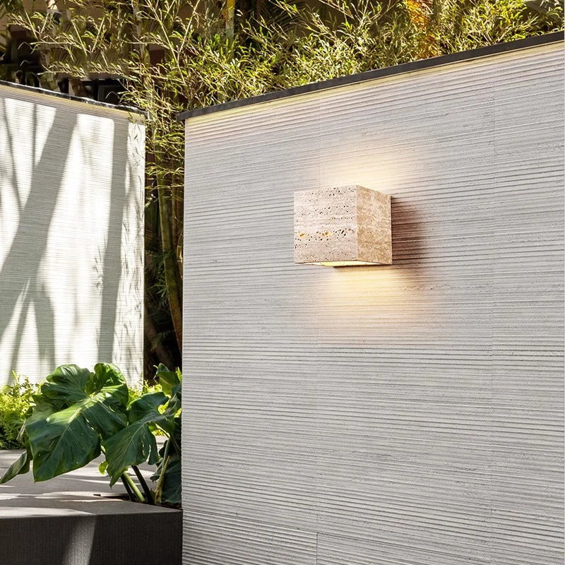 TerraGlow – Travertine Outdoor Wall Lamp IP65 LED Waterproof Lighting