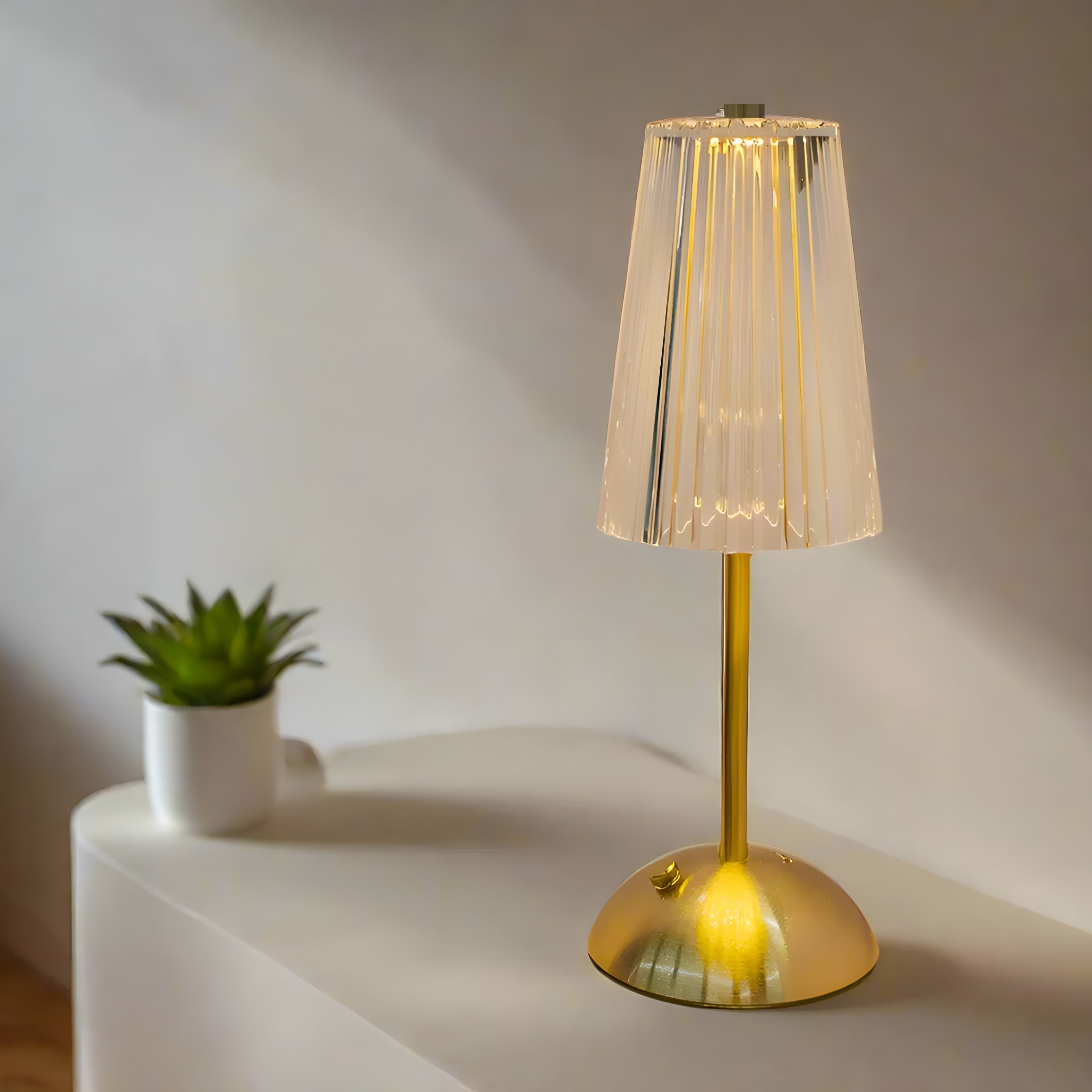 Lumivara – Rechargeable Crystal LED Table Lamp with Touch Dimming Control