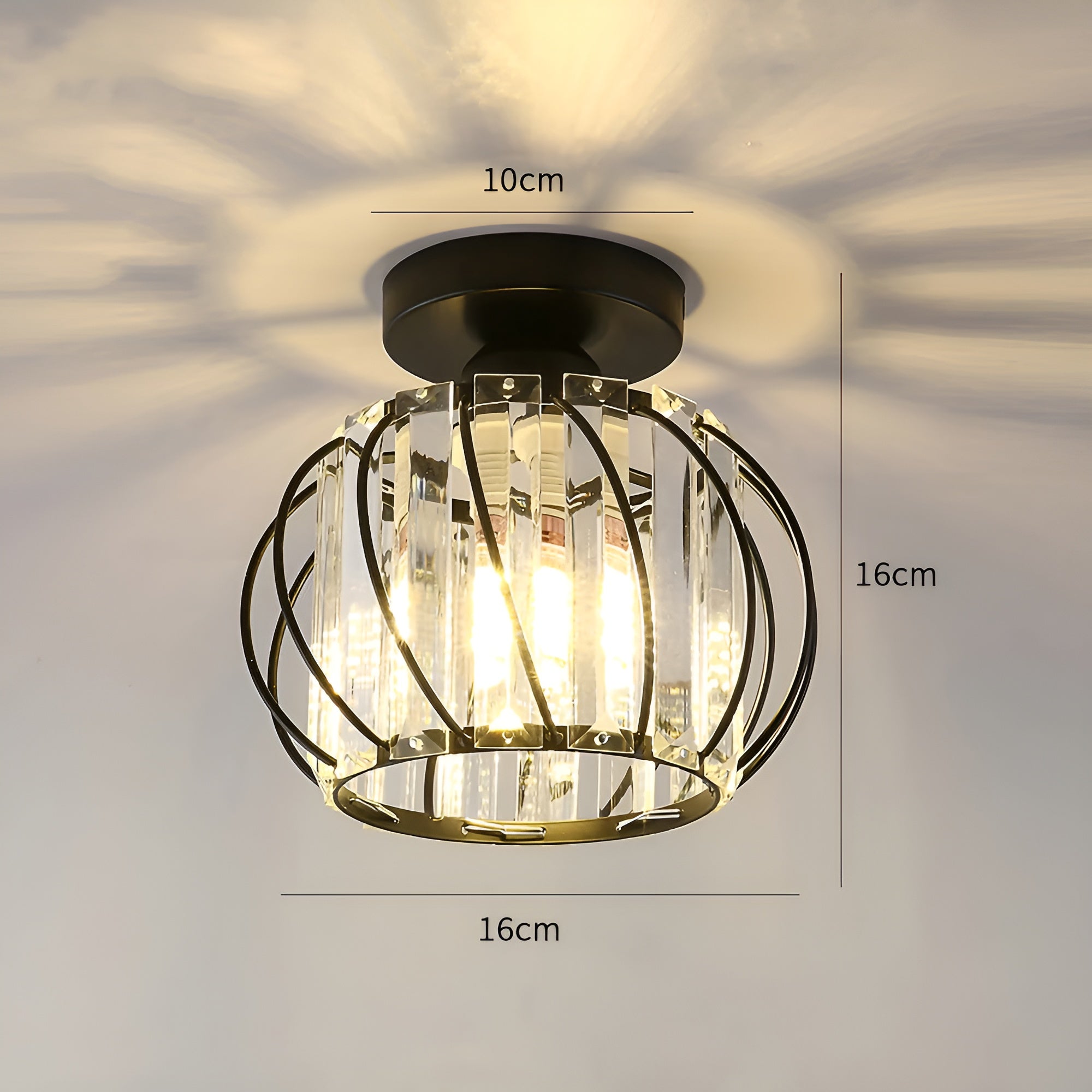 SkynLume – Nordic Flush Mount Glass and Iron Ceiling Light