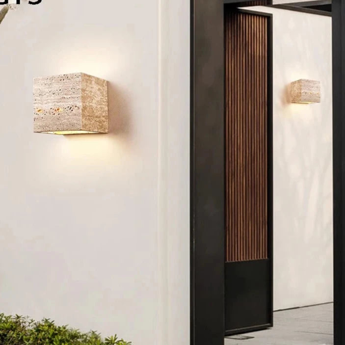 TerraGlow – Travertine Outdoor Wall Lamp IP65 LED Waterproof Lighting