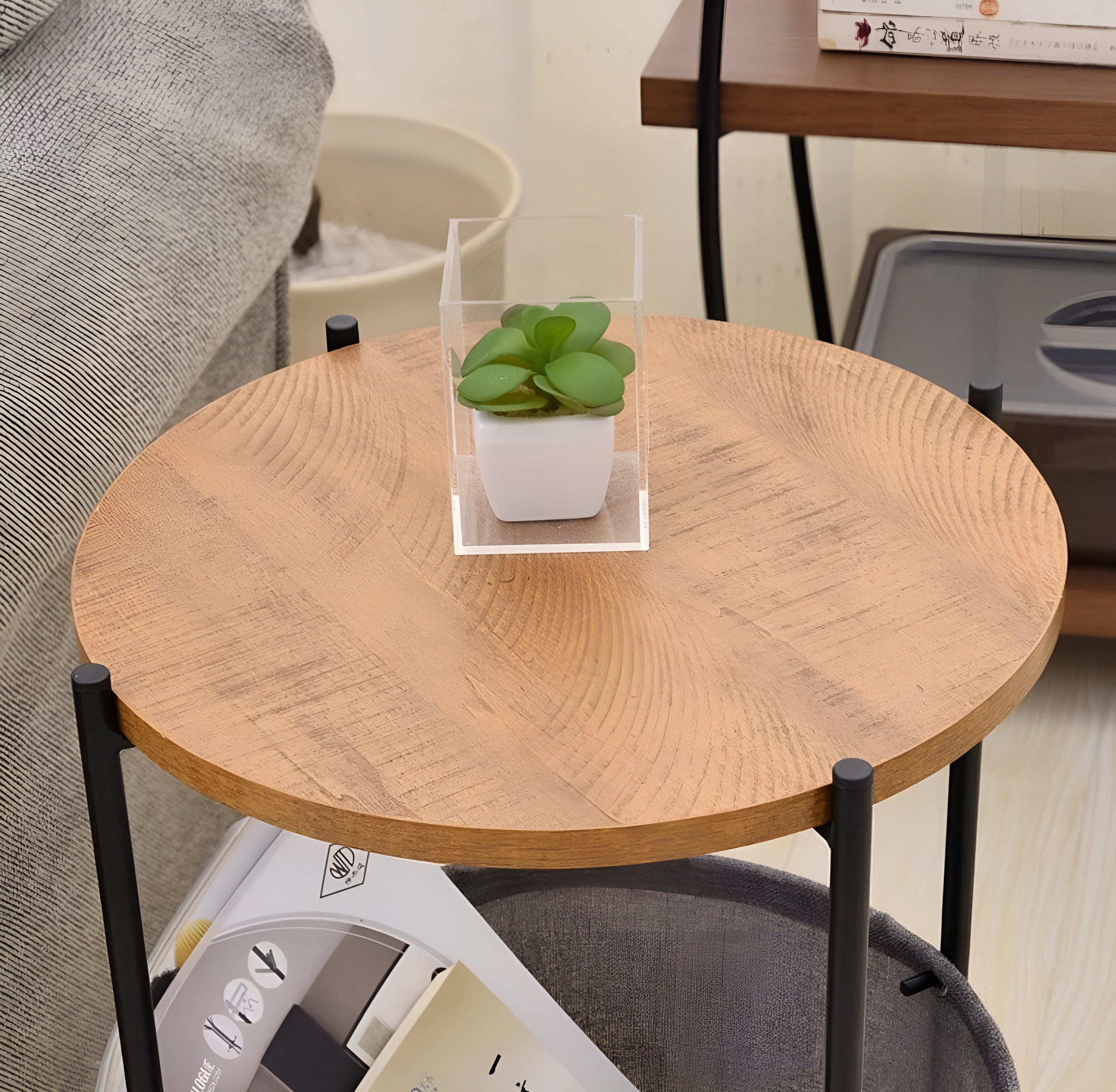 Nestura – Scandinavian Fabric Side Table Soft Storage Modern Home Accent