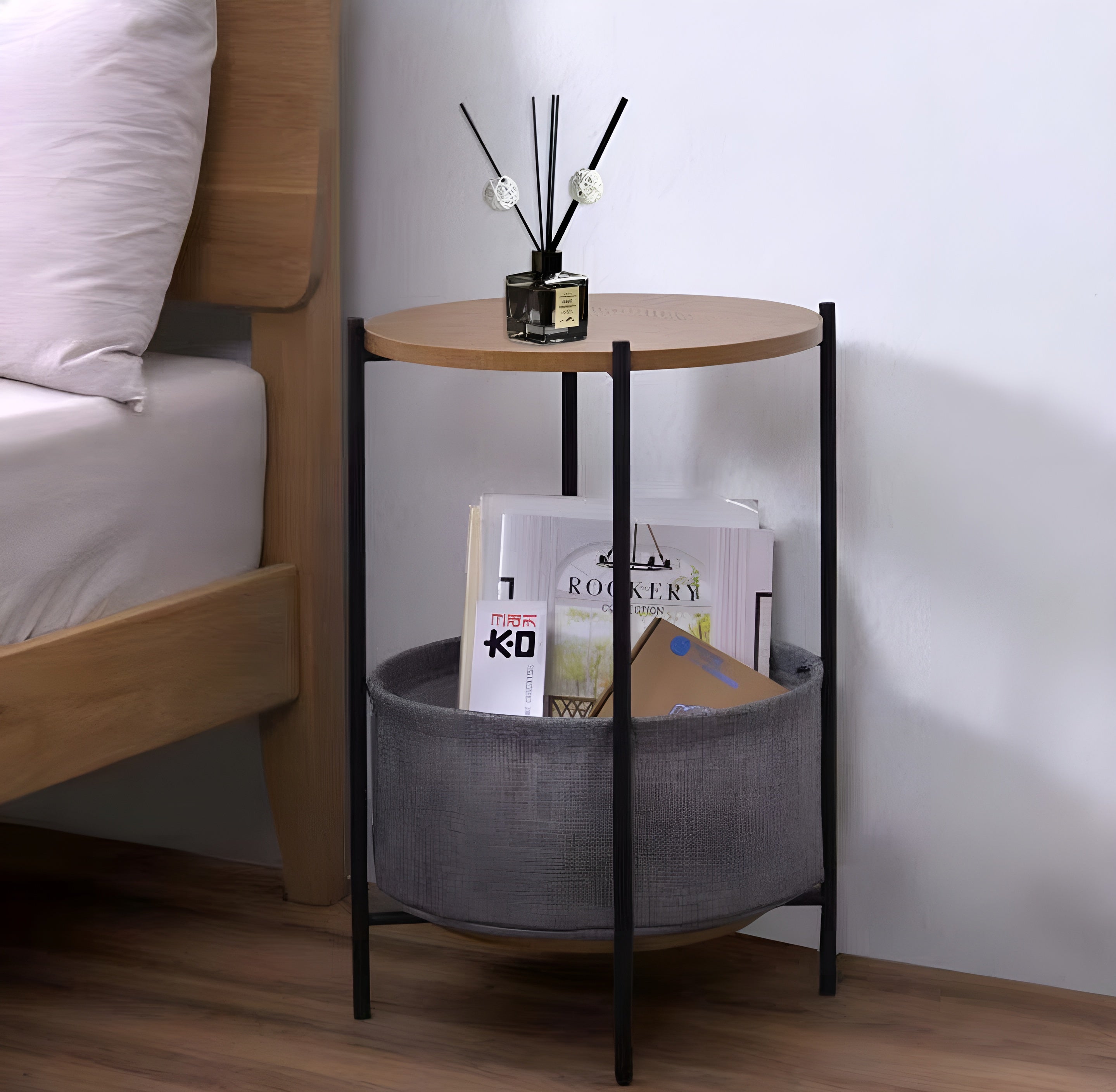 Nestura – Scandinavian Fabric Side Table Soft Storage Modern Home Accent