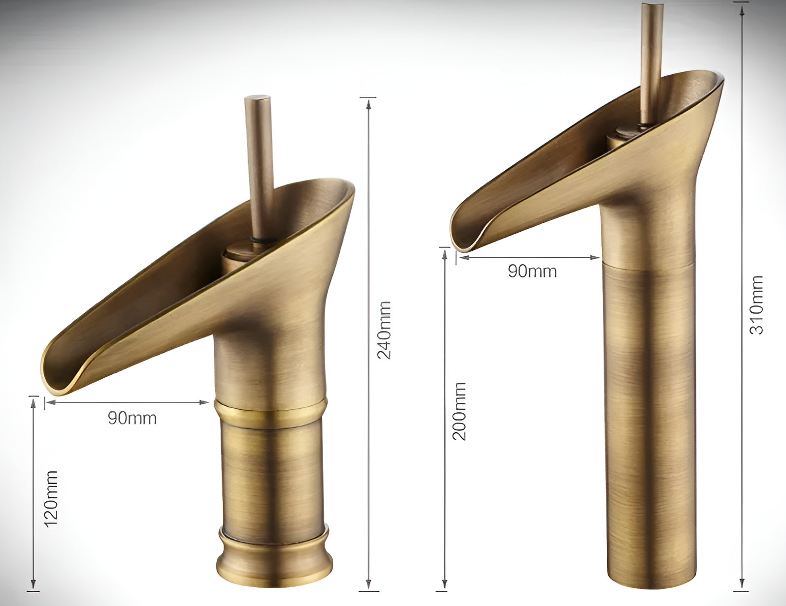 AquaHeritage – Antique Brass Waterfall Bathroom Faucet a Luxury Basin Mixer Tap