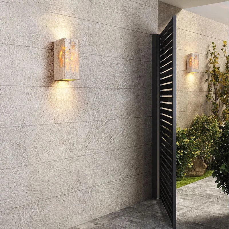 TerraGlow – Travertine Outdoor Wall Lamp IP65 LED Waterproof Lighting