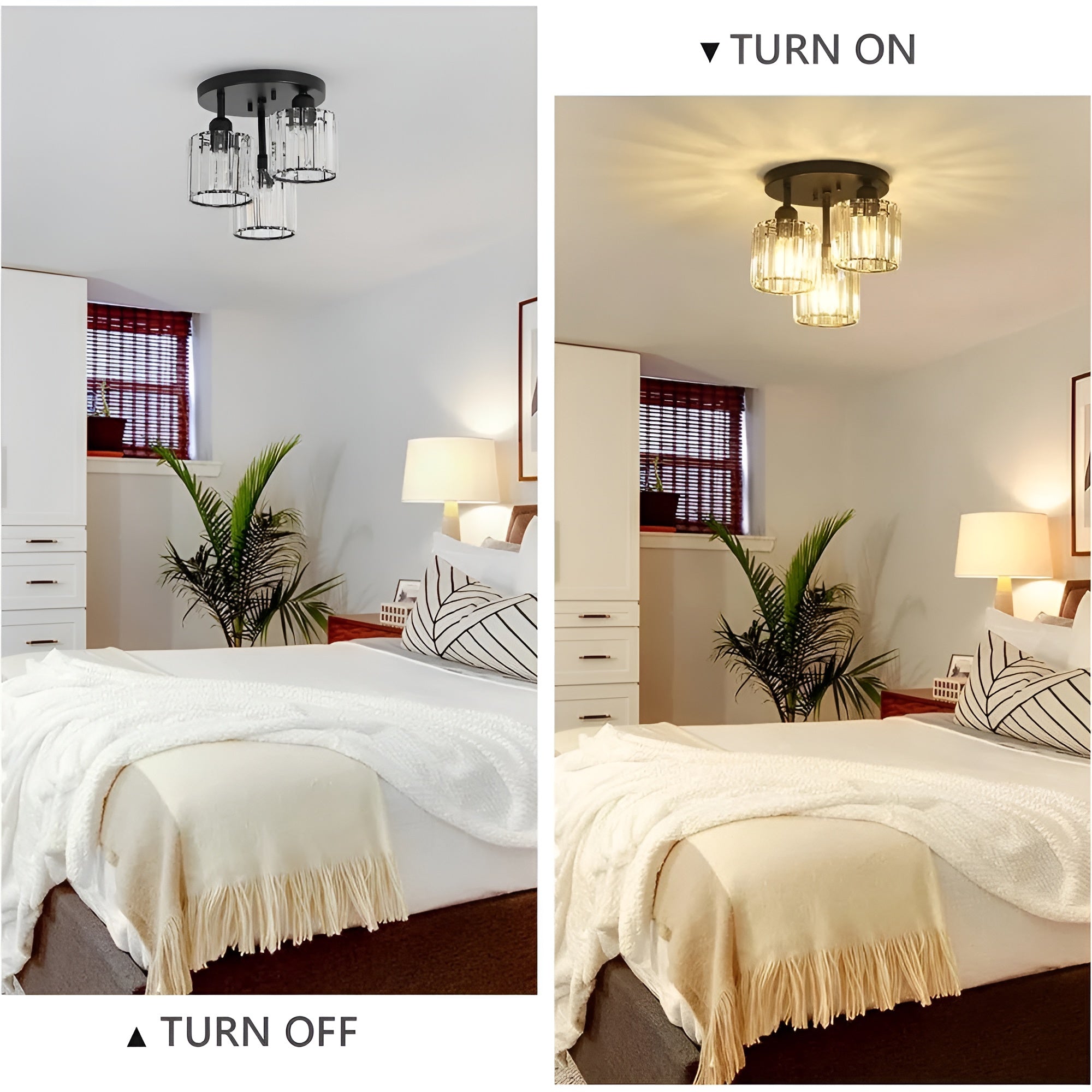 LustraGlow – Crystal Ceiling Light Modern Semi Flush Fixture for Bedroom or Hallway Lighting