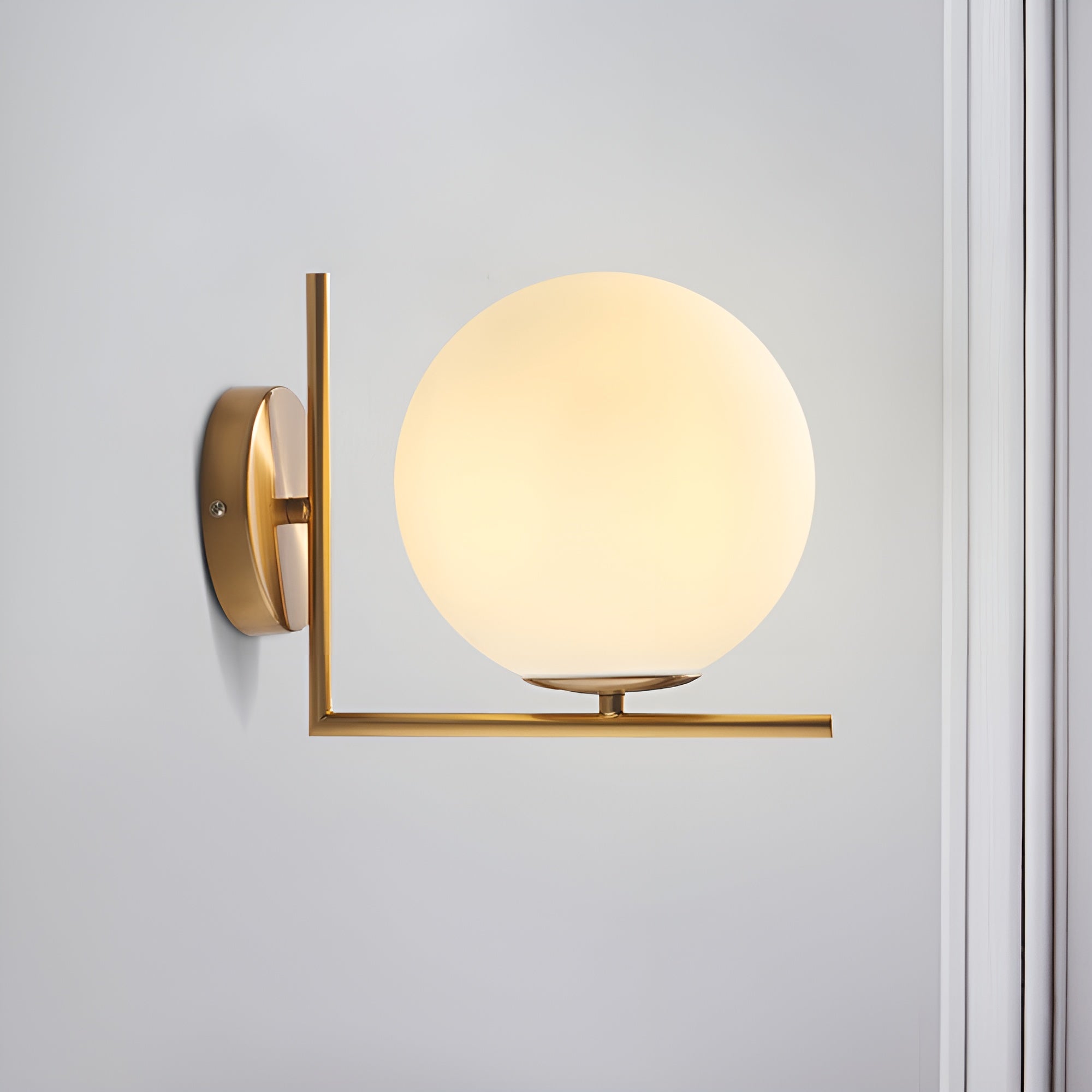 GlowVint – Lighting Antique Brass Opal Glass Globe Wall Light Fixture