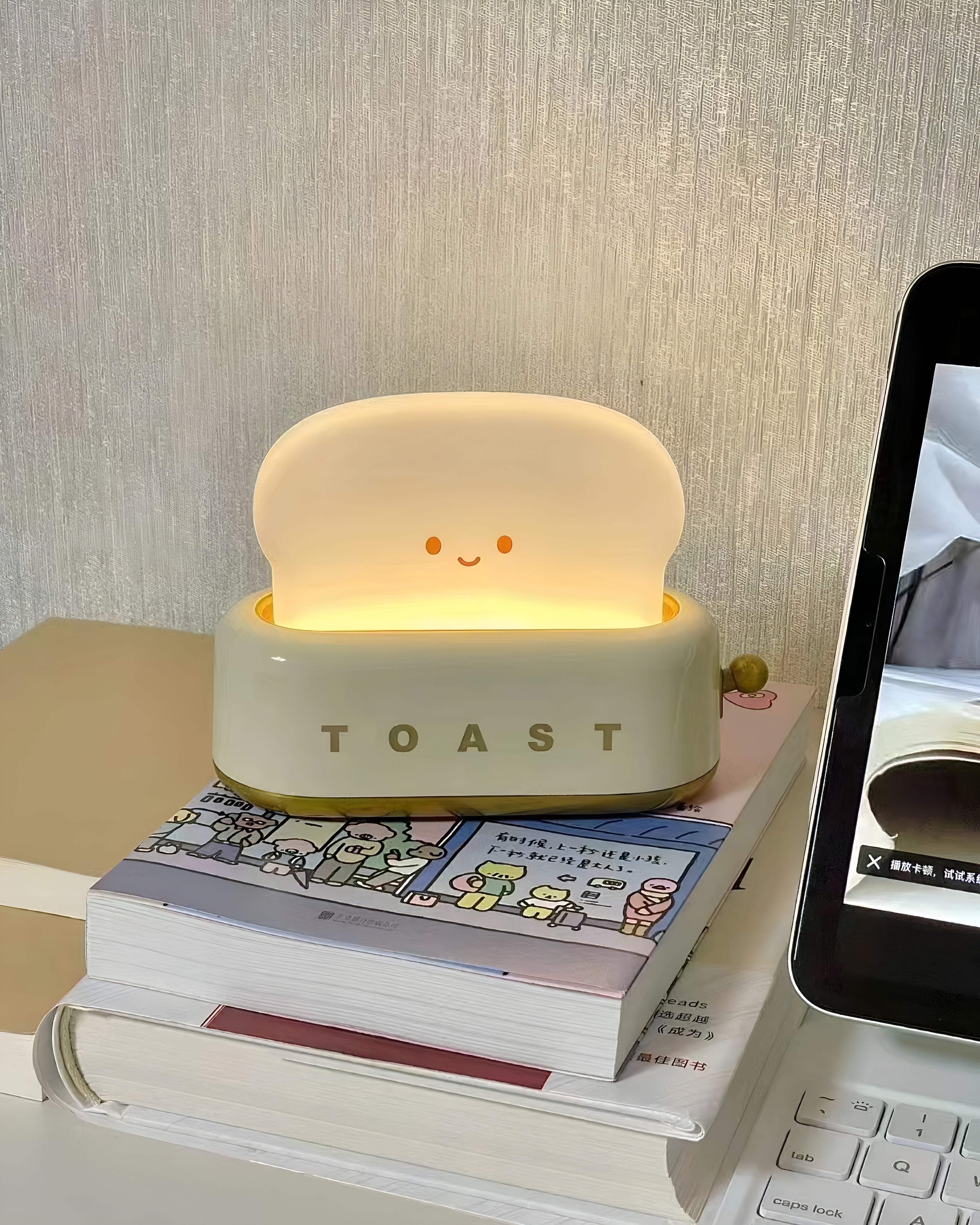 ToastiGlow β Toaster Table Lamp with Built In Battery Warm LED Light