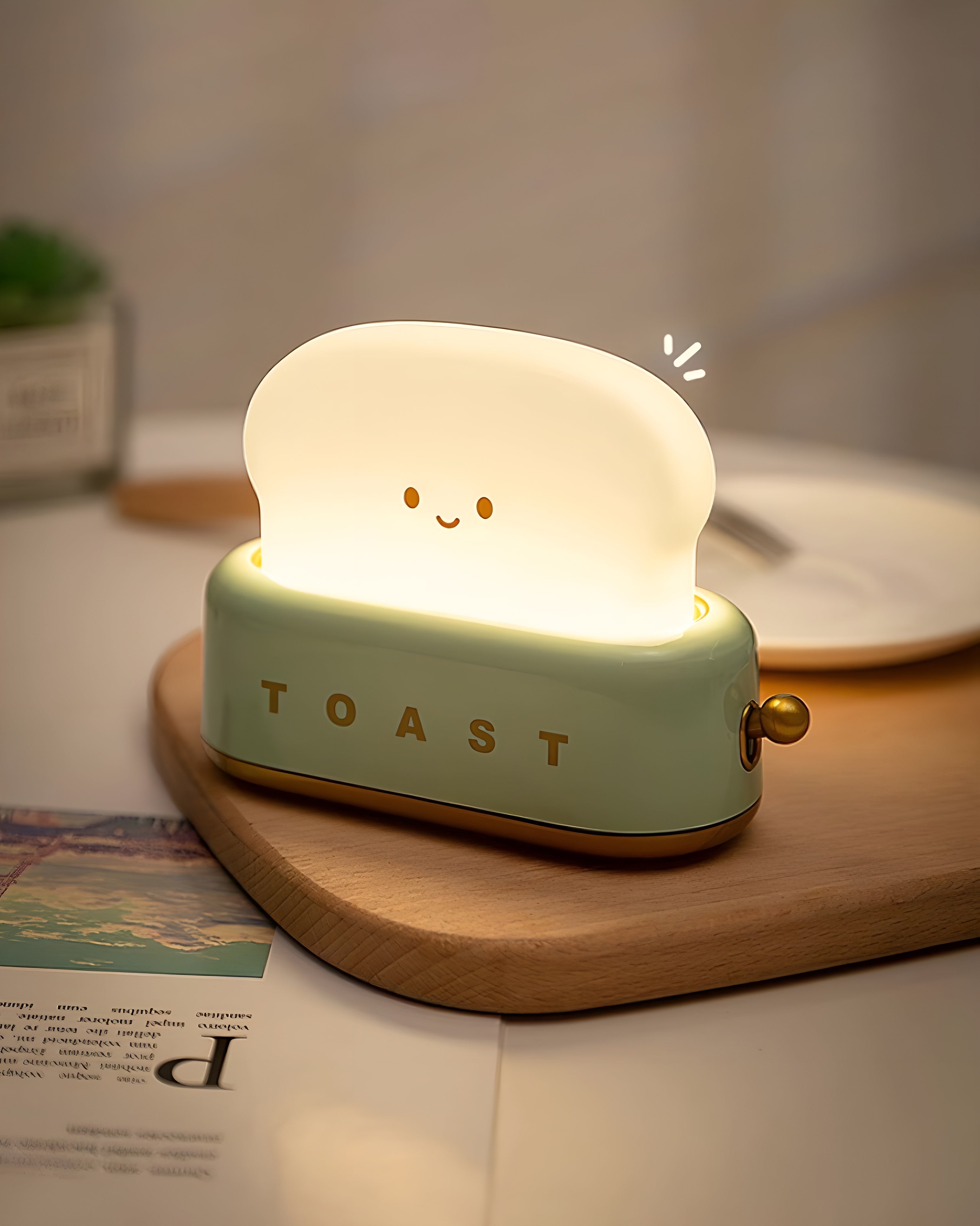 ToastiGlow – Toaster Table Lamp with Built In Battery Warm LED Light