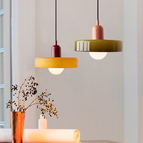 Radiant Bloom – Bauhaus Inspired Stained Glass Pendant Light