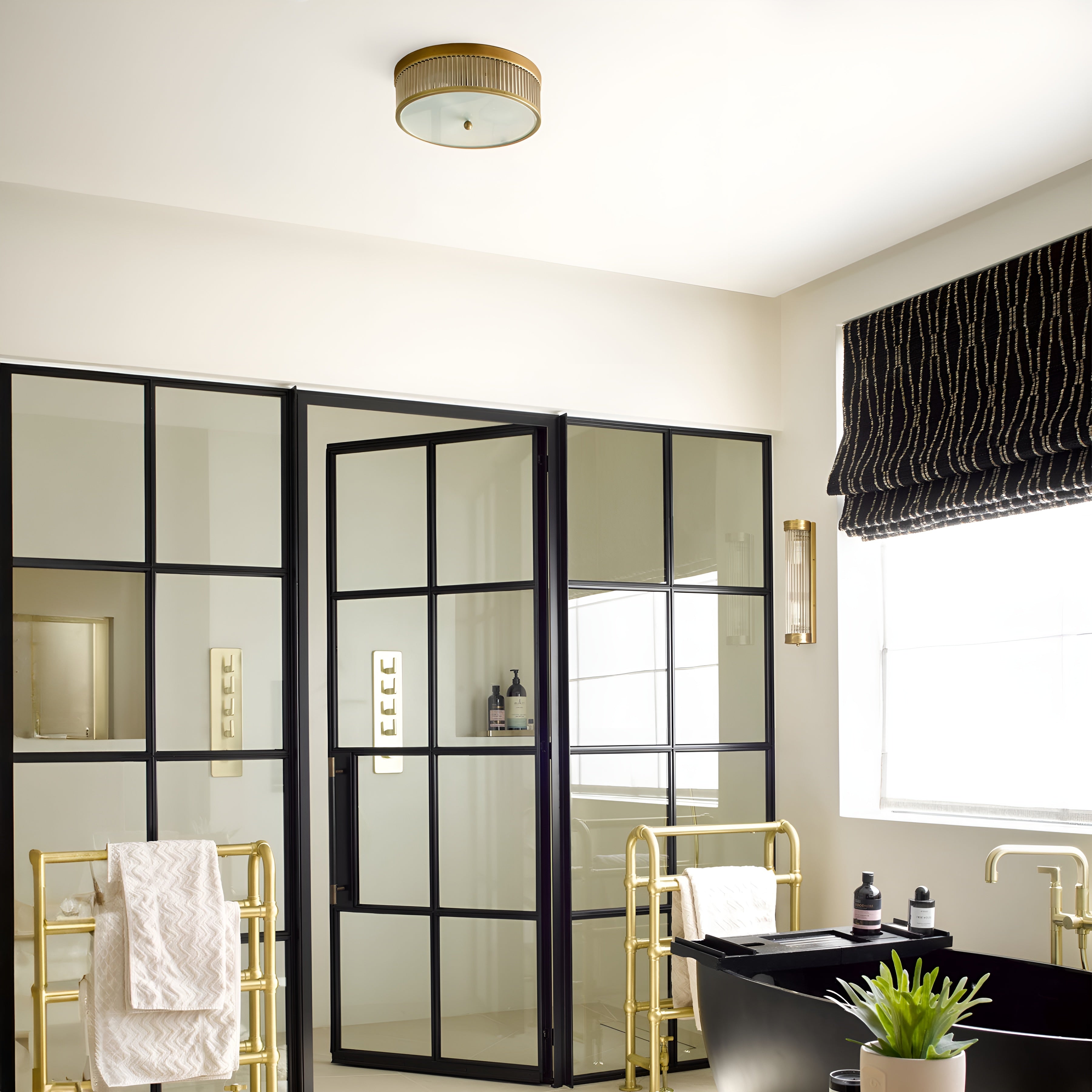 AuroraLume - Art Deco Brass Wall Light with Glass Rods IP44 Rated