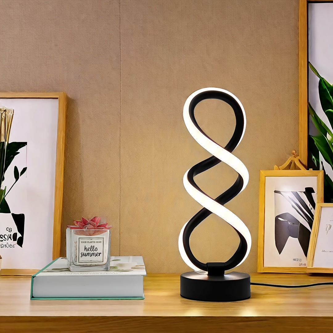 LumiTwist – Sculptural LED table lamp with mood lighting and USB power