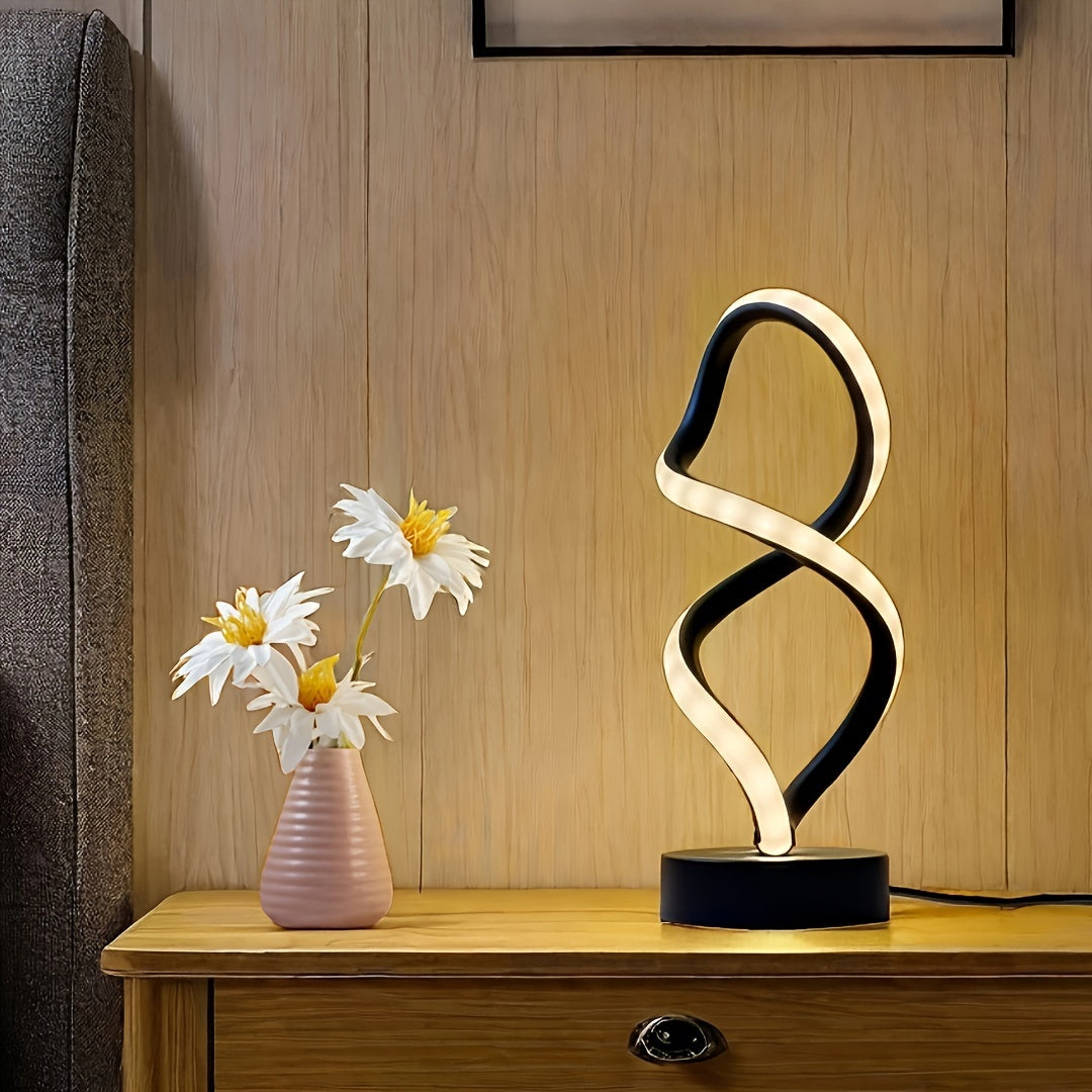 LumiTwist – Sculptural LED table lamp with mood lighting and USB power