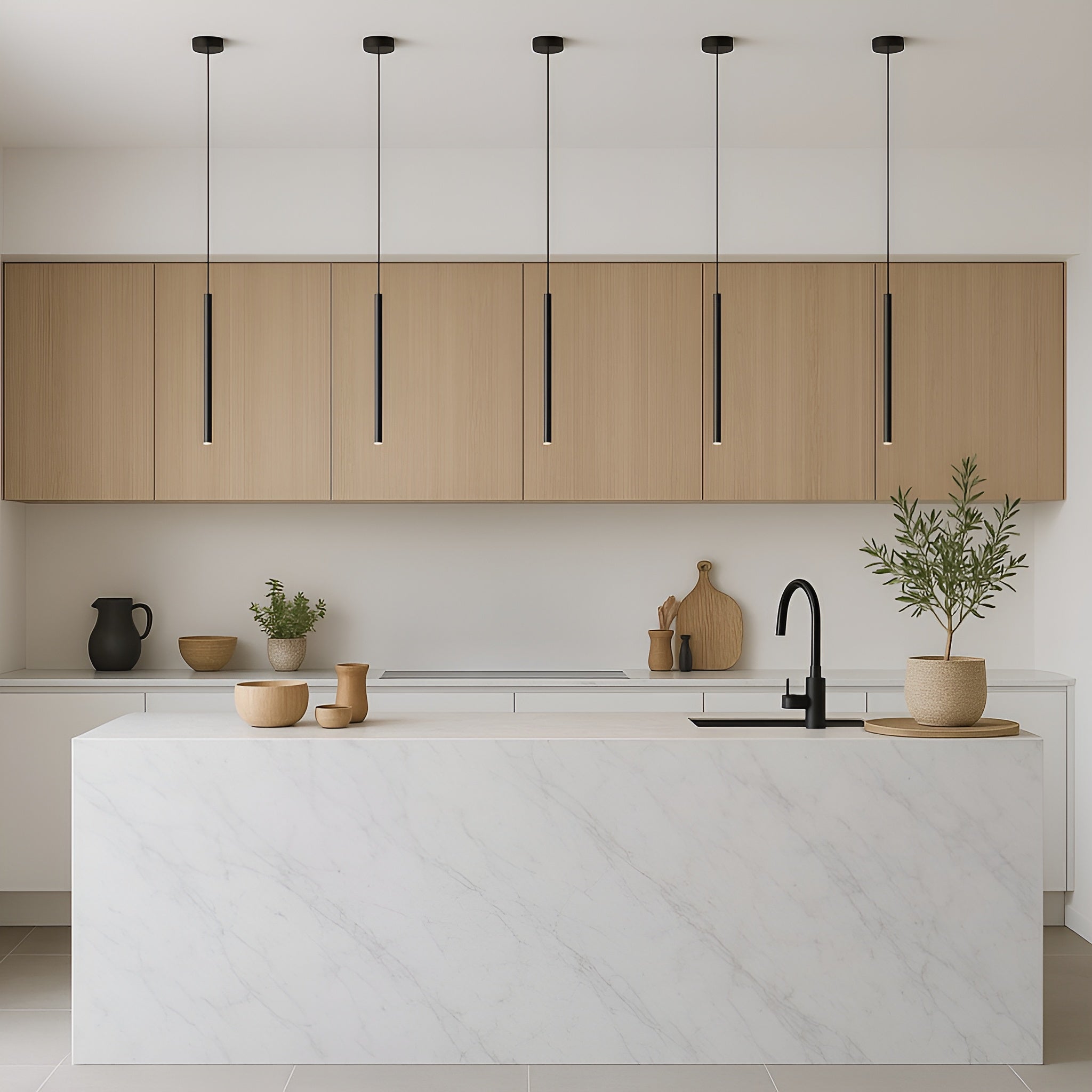 Lumeva – Argentia Single Tube Pendant Light Matte Black Modern Ceiling Lamp