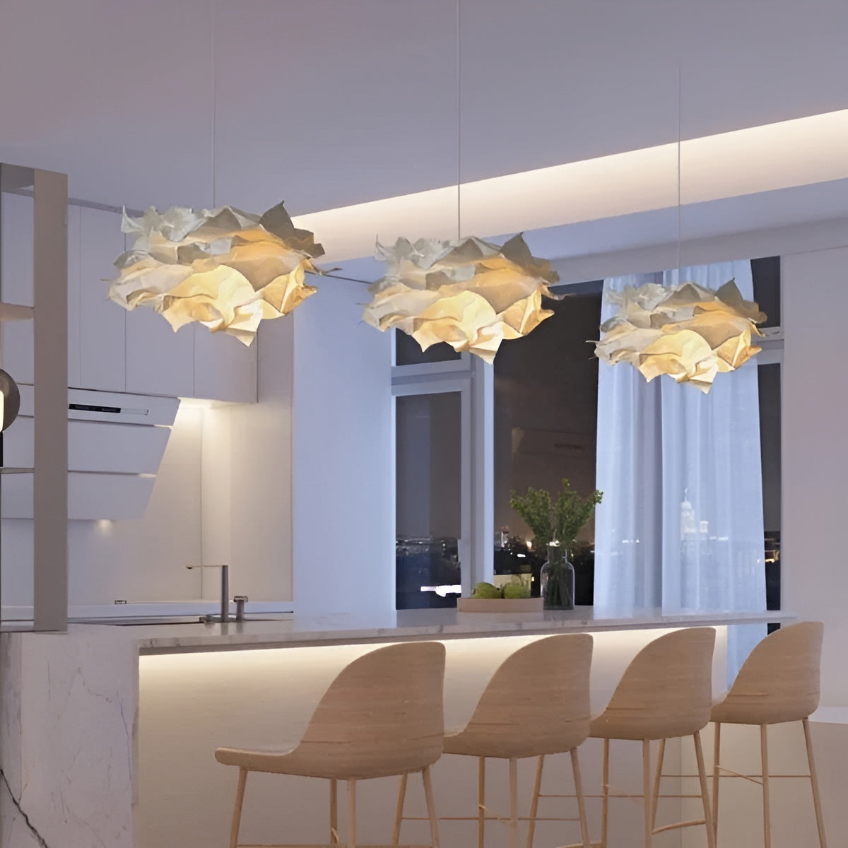 Cloudéa – Nordic Paper Cloud Pendant Light with Tri-Color LED Glow