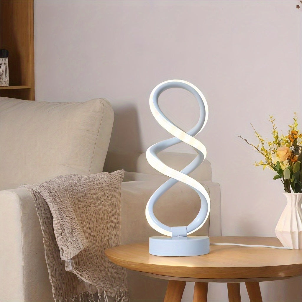 LumiTwist – Sculptural LED table lamp with mood lighting and USB power