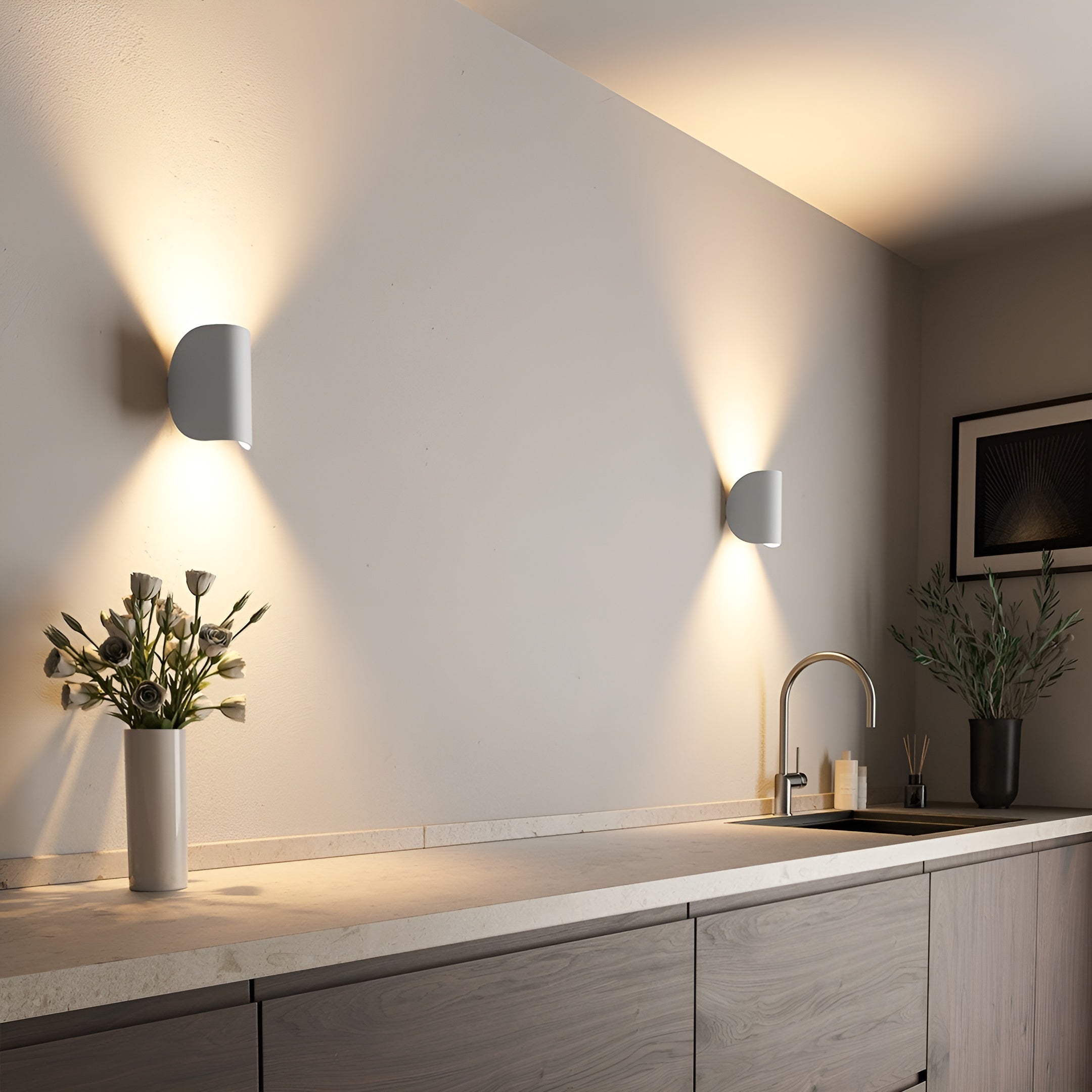 LoringGlow Sculptural LED Wall Light – Modern Black or White Aluminum Indoor Lamp