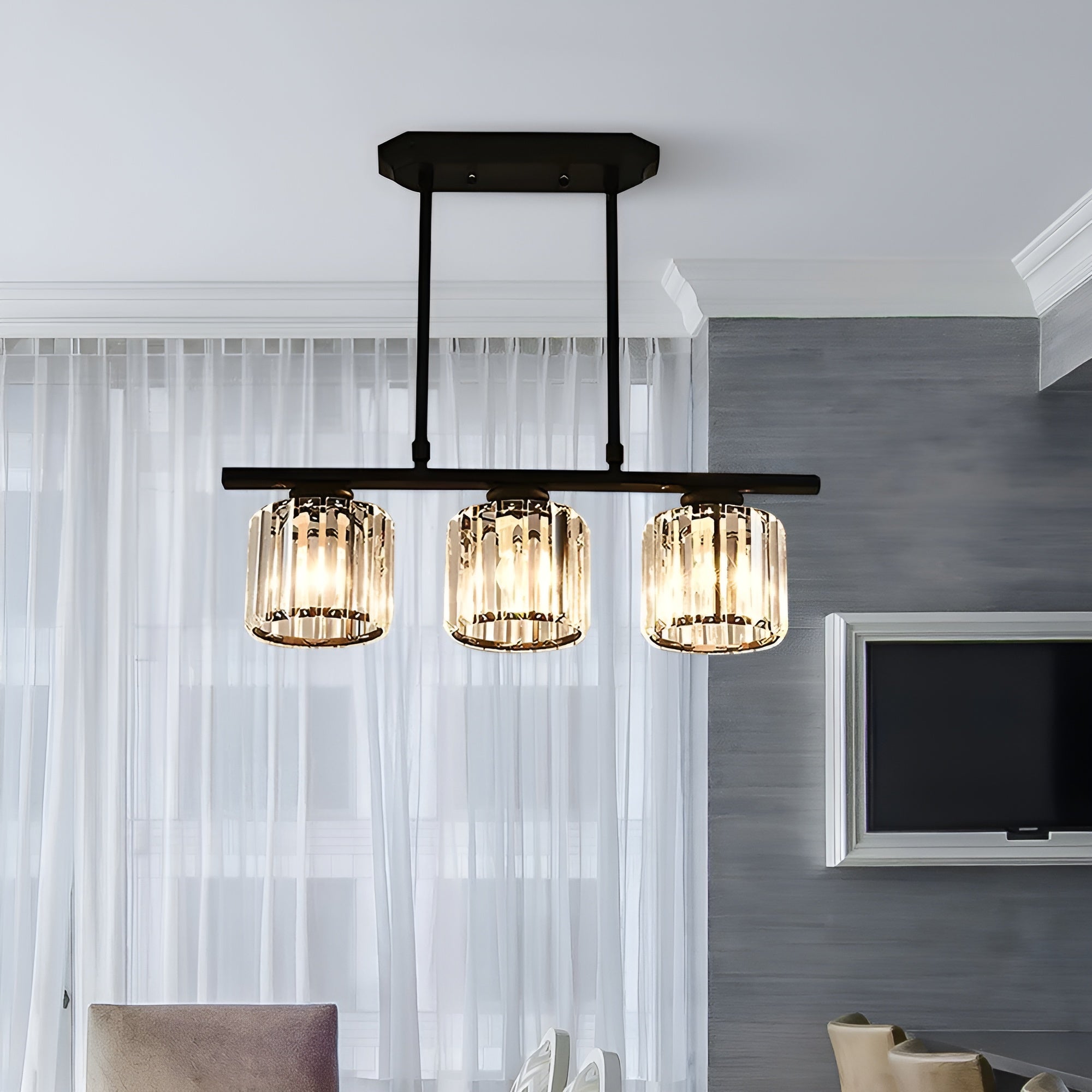 IslaGlow – Nordic Multi-Head Glass Island Lamp with Modern Adjustable Chandelier