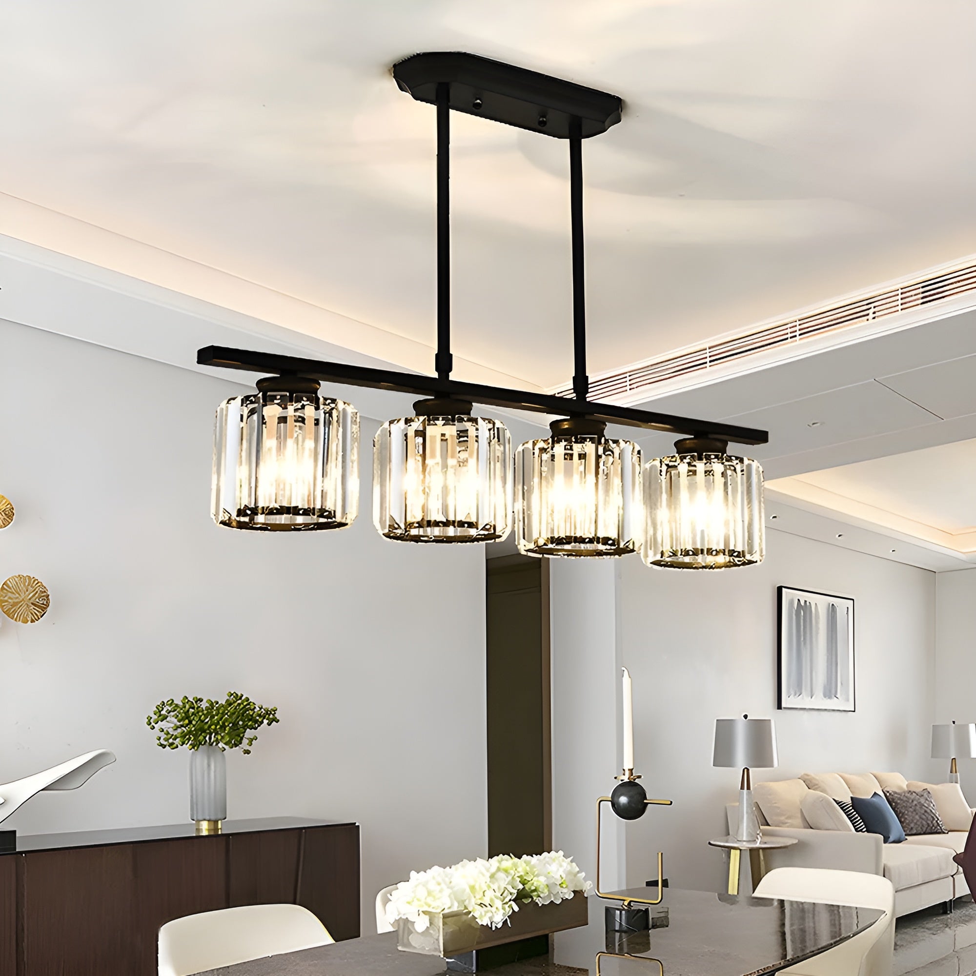 IslaGlow – Nordic Multi-Head Glass Island Lamp with Modern Adjustable Chandelier