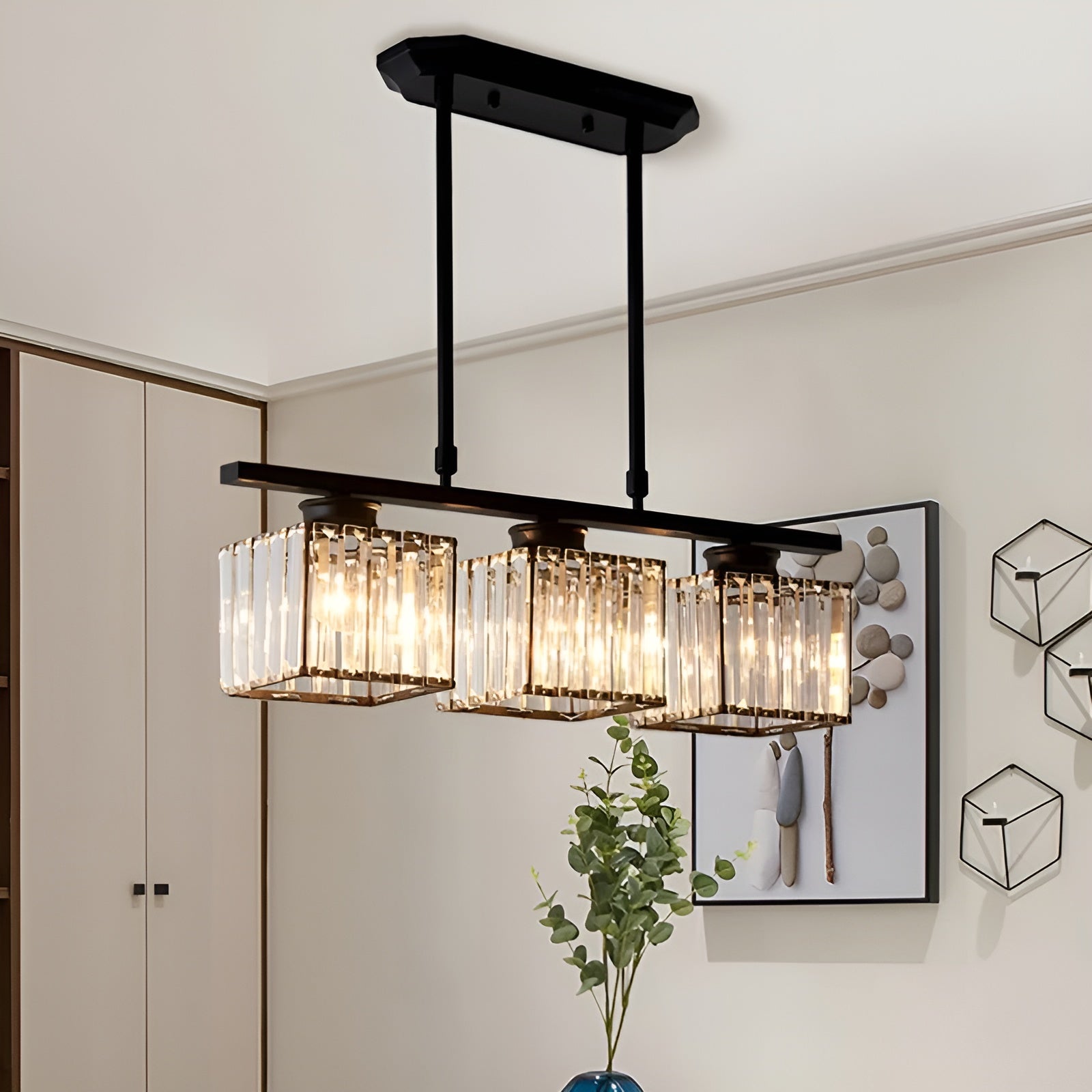 IslaGlow – Nordic Multi-Head Glass Island Lamp with Modern Adjustable Chandelier