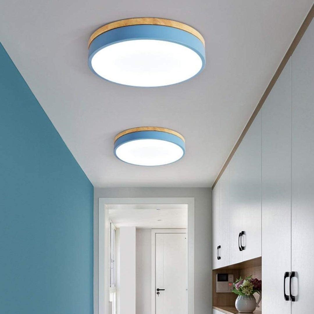 AlumaWood – Round Flush Ceiling Wooden Light with Modern LED Natural Wood Fixture