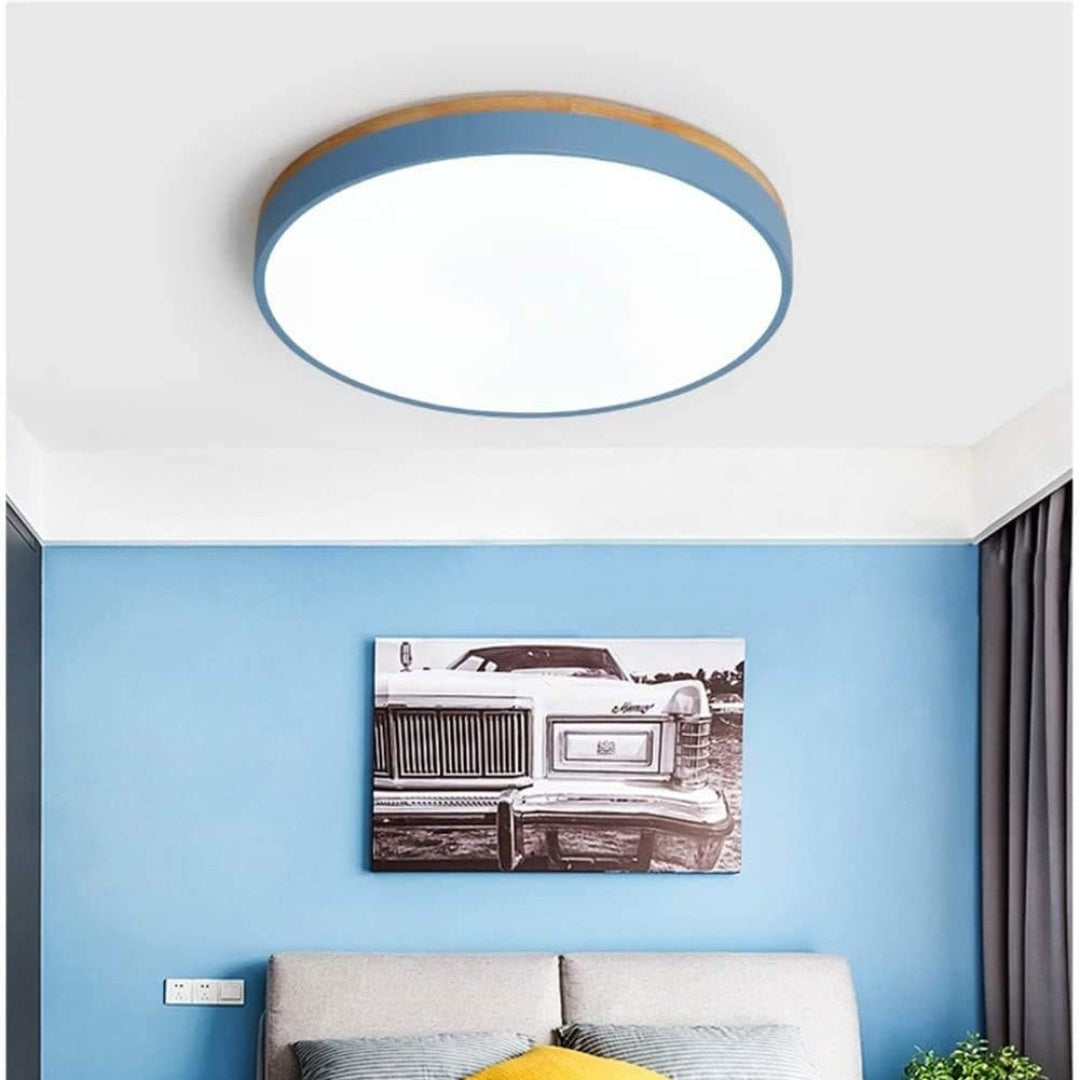 AlumaWood – Round Flush Ceiling Wooden Light with Modern LED Natural Wood Fixture