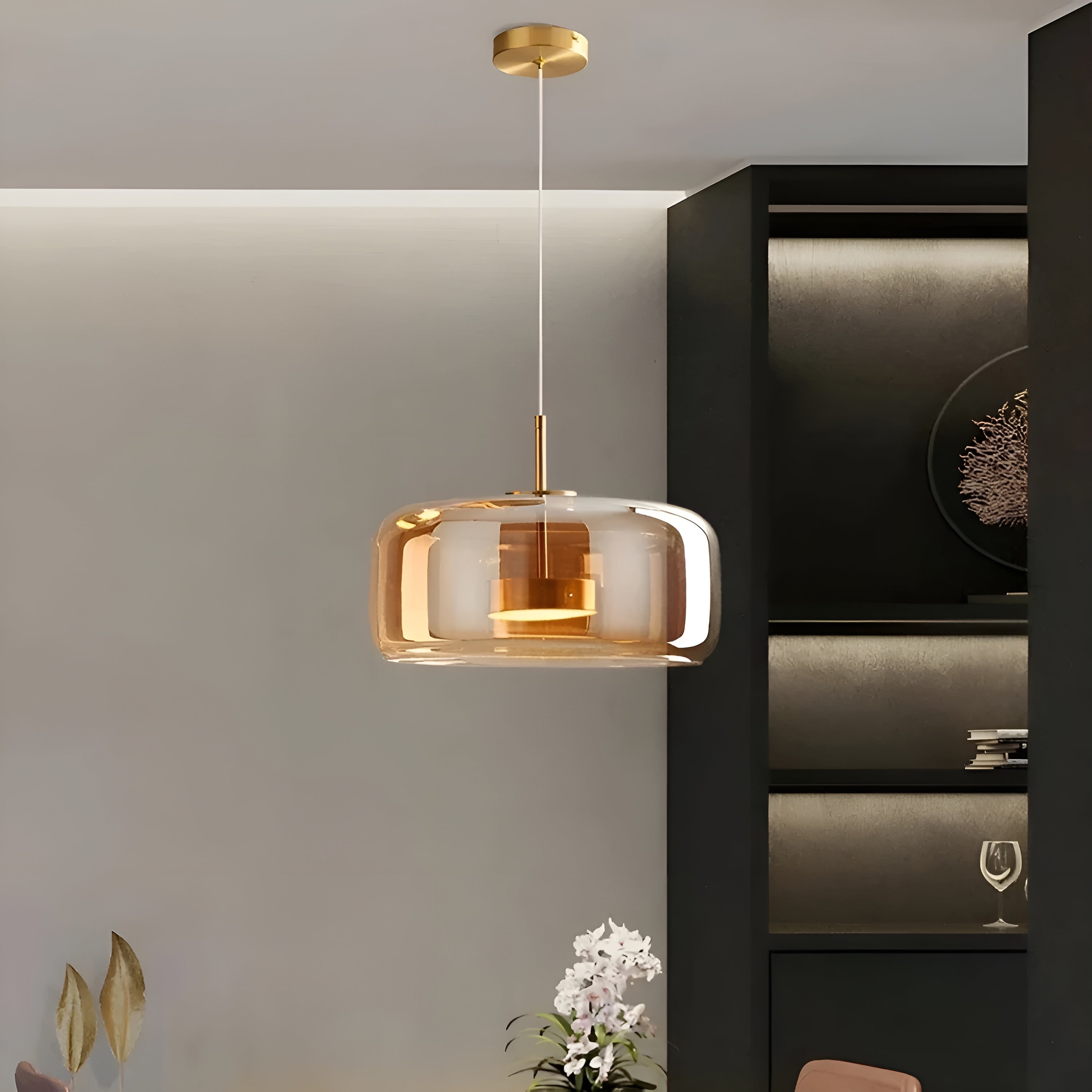 HaloGlow – Trio Ceiling Lamp with Modern Pendant LED Glass Light Fixture