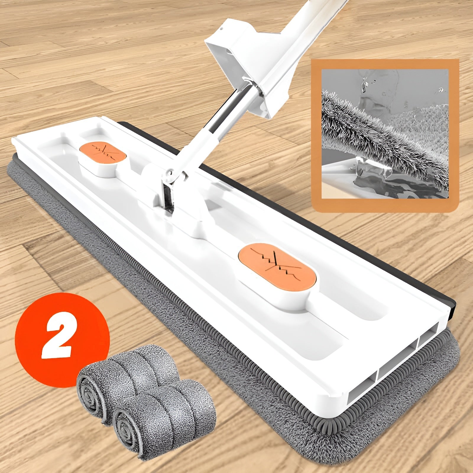 GlideSweep – 360° Rotating Flat Mop with Adjustable Handle & Microfiber Head