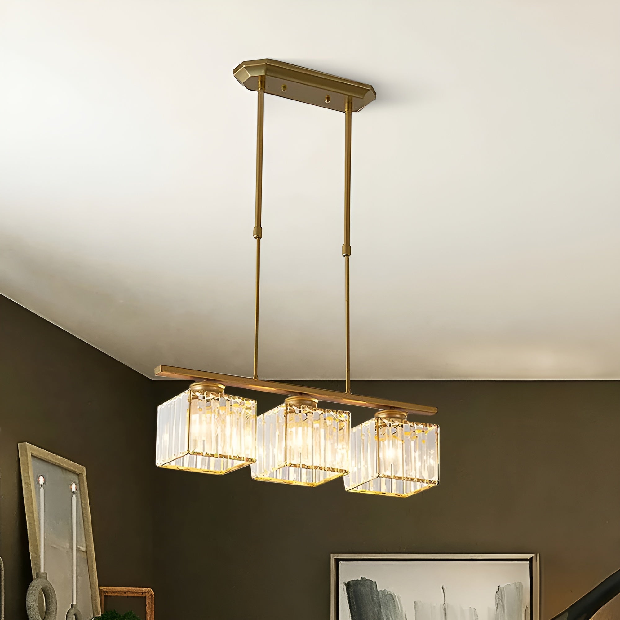IslaGlow – Nordic Multi-Head Glass Island Lamp with Modern Adjustable Chandelier