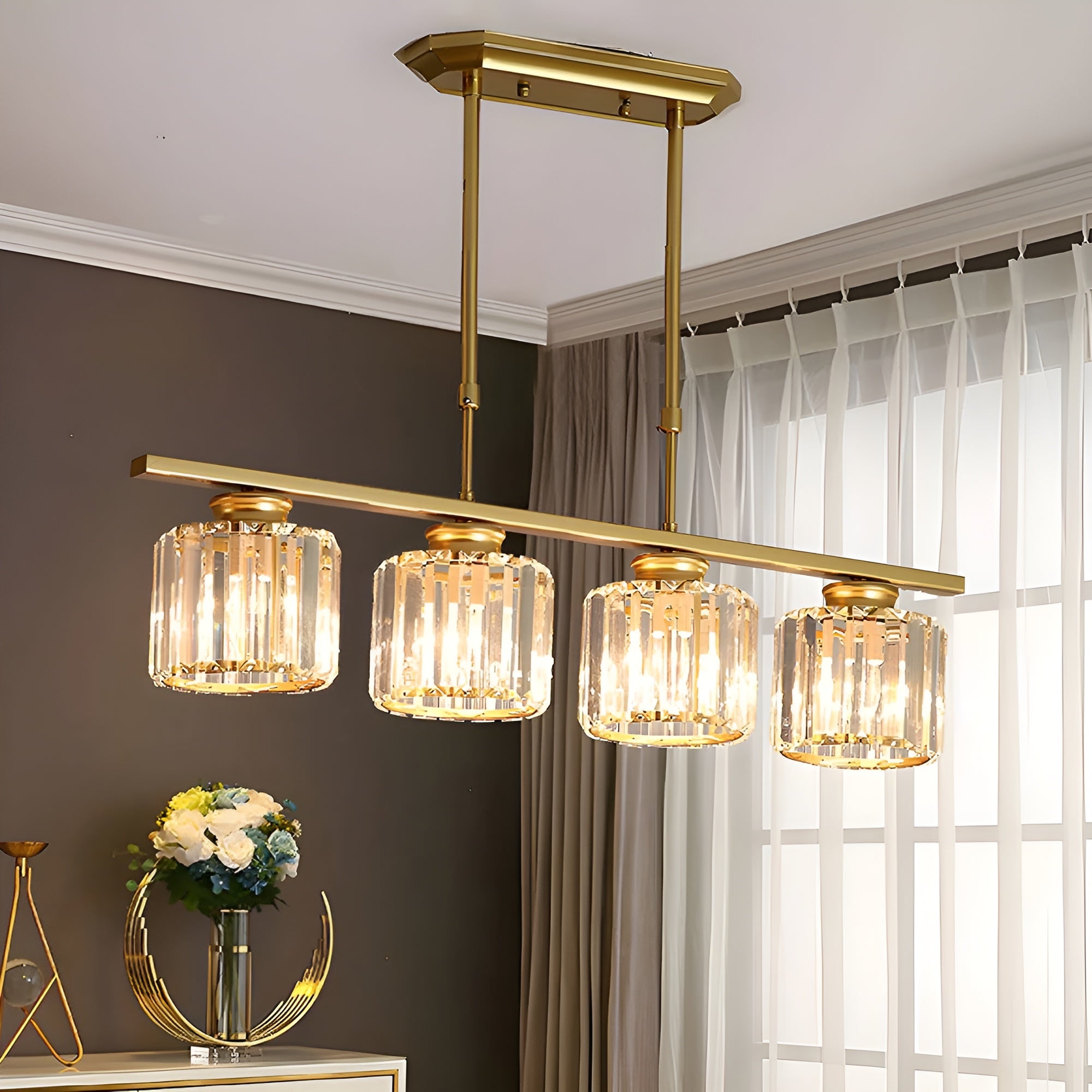 IslaGlow – Nordic Multi-Head Glass Island Lamp with Modern Adjustable Chandelier