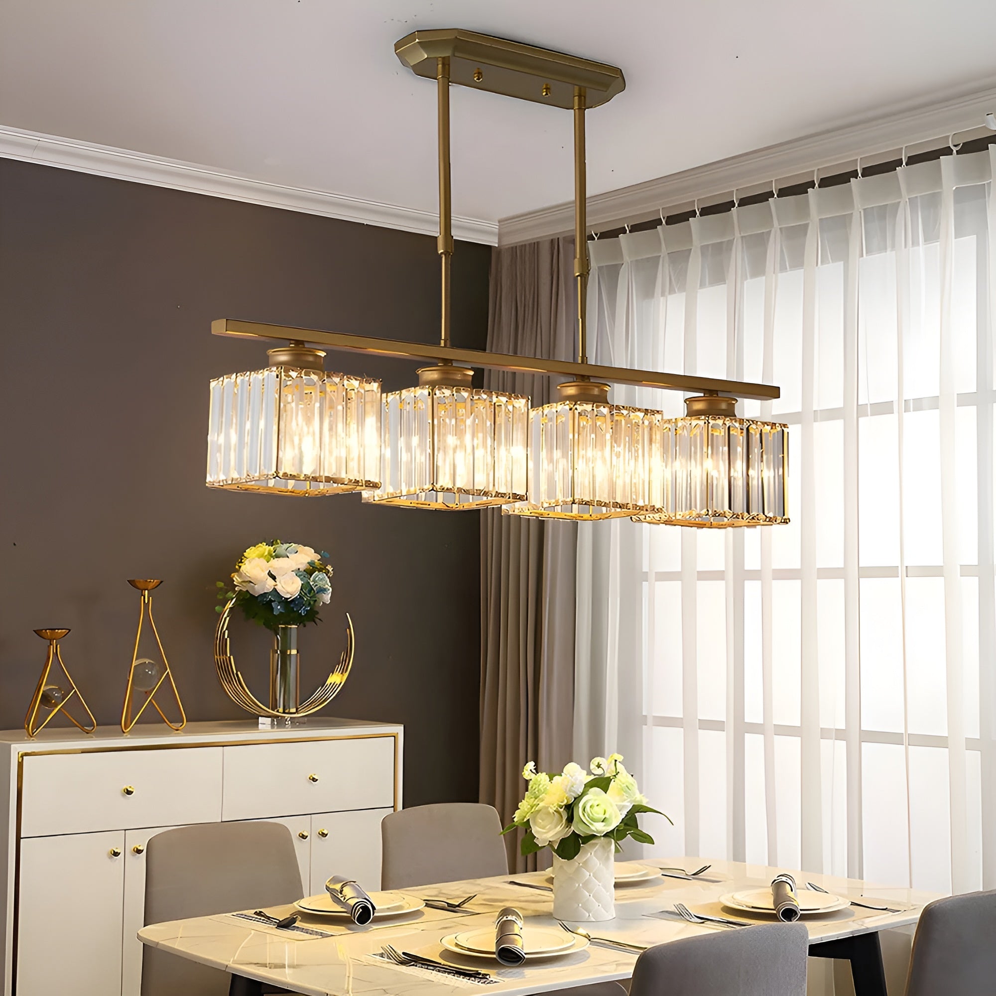 IslaGlow – Nordic Multi-Head Glass Island Lamp with Modern Adjustable Chandelier