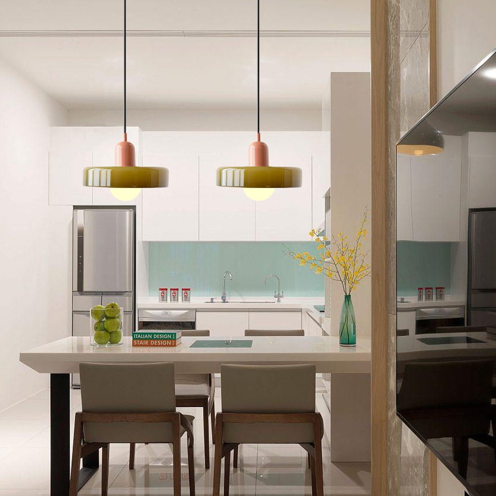 Radiant Bloom – Bauhaus Inspired Stained Glass Pendant Light