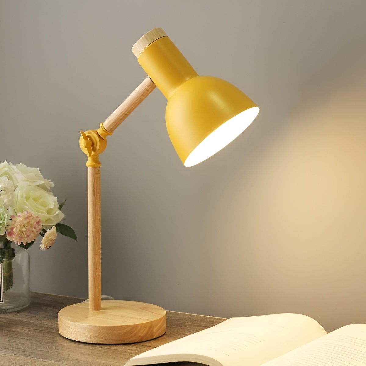 NordicaGlow β Nordic LED Wooden Desk Lamp with Adjustable Light