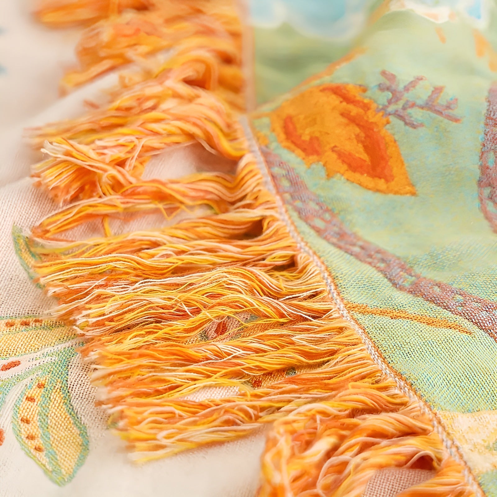 BohoBloom - Cotton Floral Boho Blanket with Fringe Edges