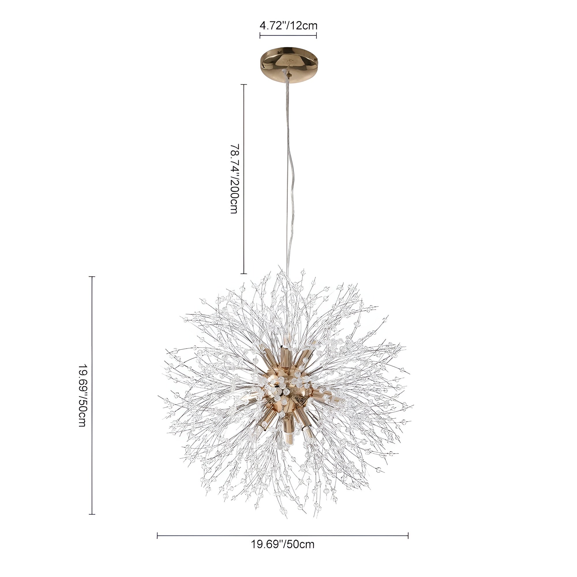 GlowNova – Lighting Luxury 8-Light Sputnik Firework Chandelier in Brass or Chrome