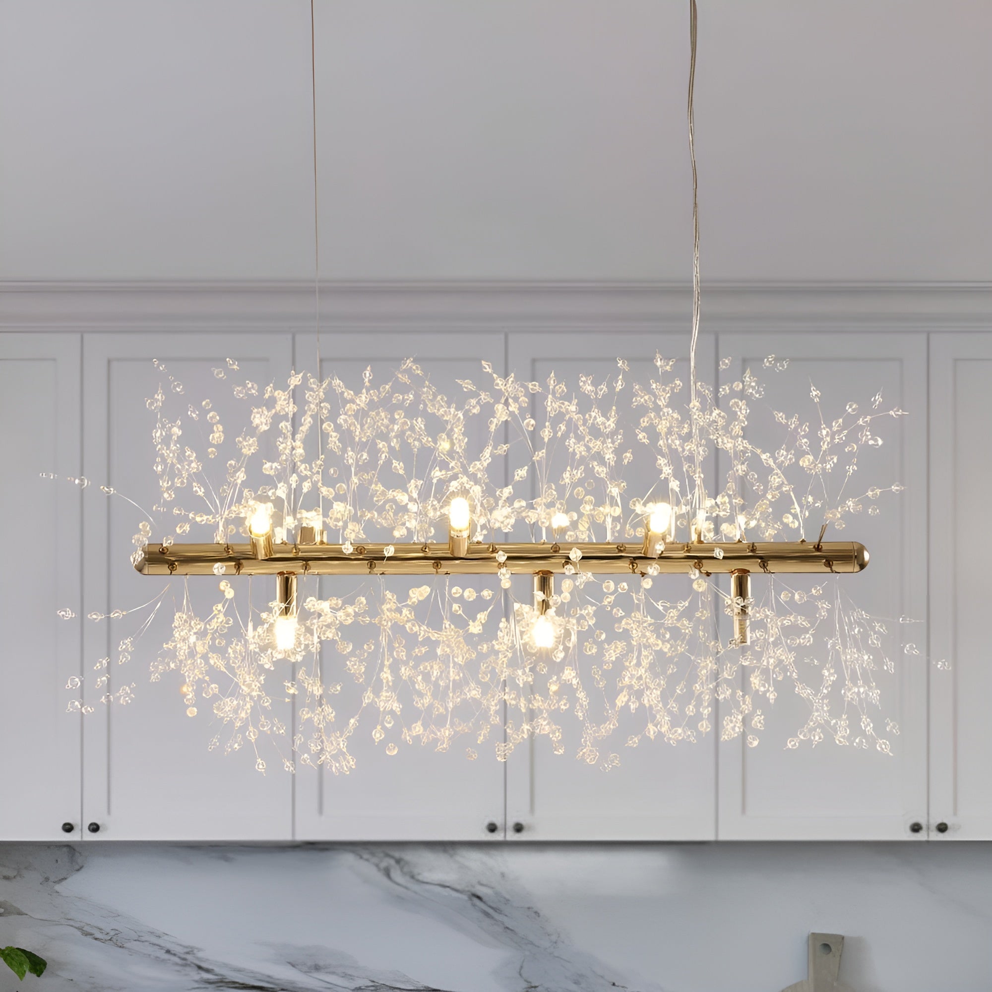 Crystalia – Modern 9-Light Crystal Chandelier for Dining Kitchen & Living Spaces