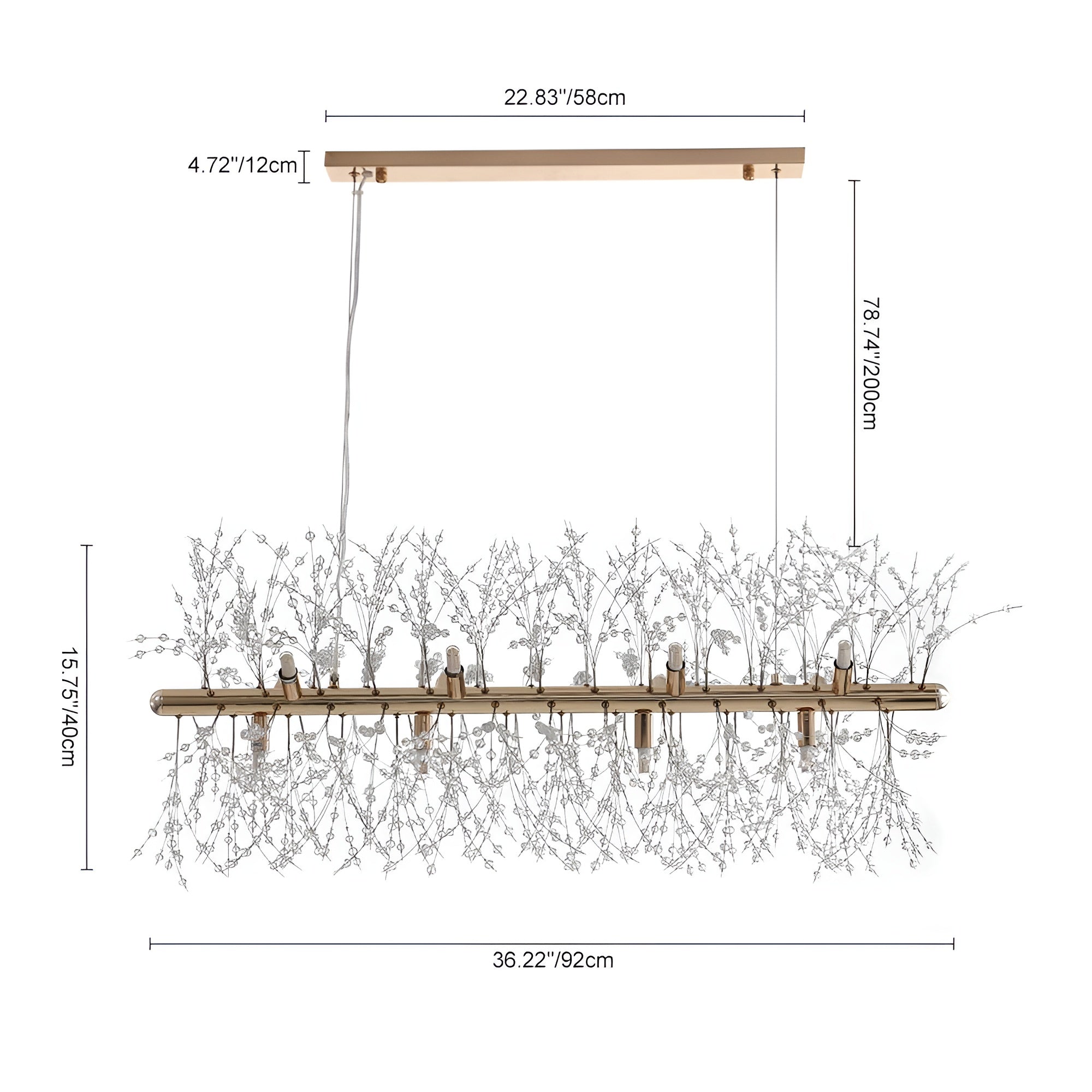 LustraBloom – Modern 12-Light Crystal Linear Chandelier for Dining & Living Spaces