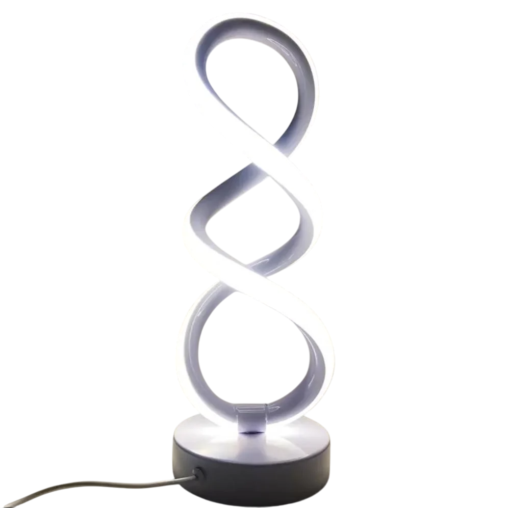 LumiTwist – Sculptural LED table lamp with mood lighting and USB power