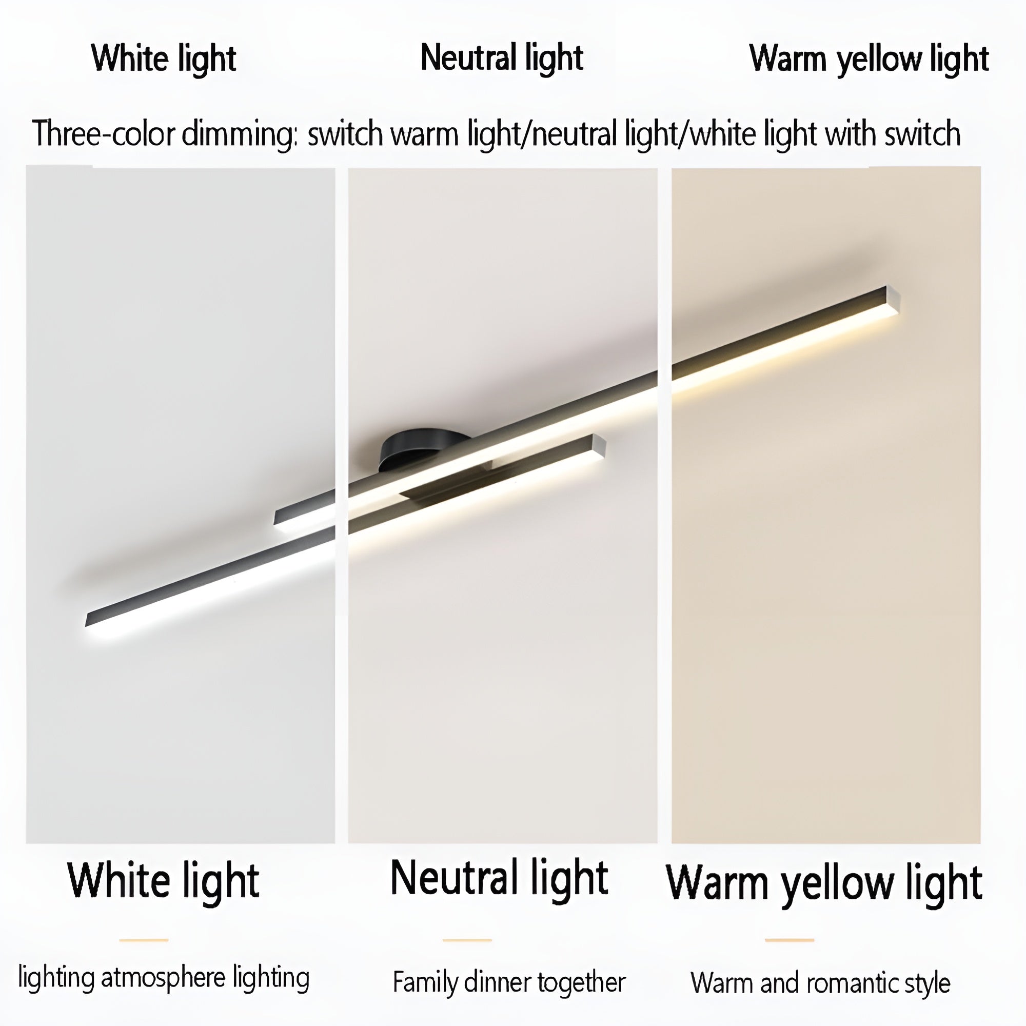 LumaLine – Modern Aluminium LED Strip Ceiling Light, Minimalist Semi Flush Fixture