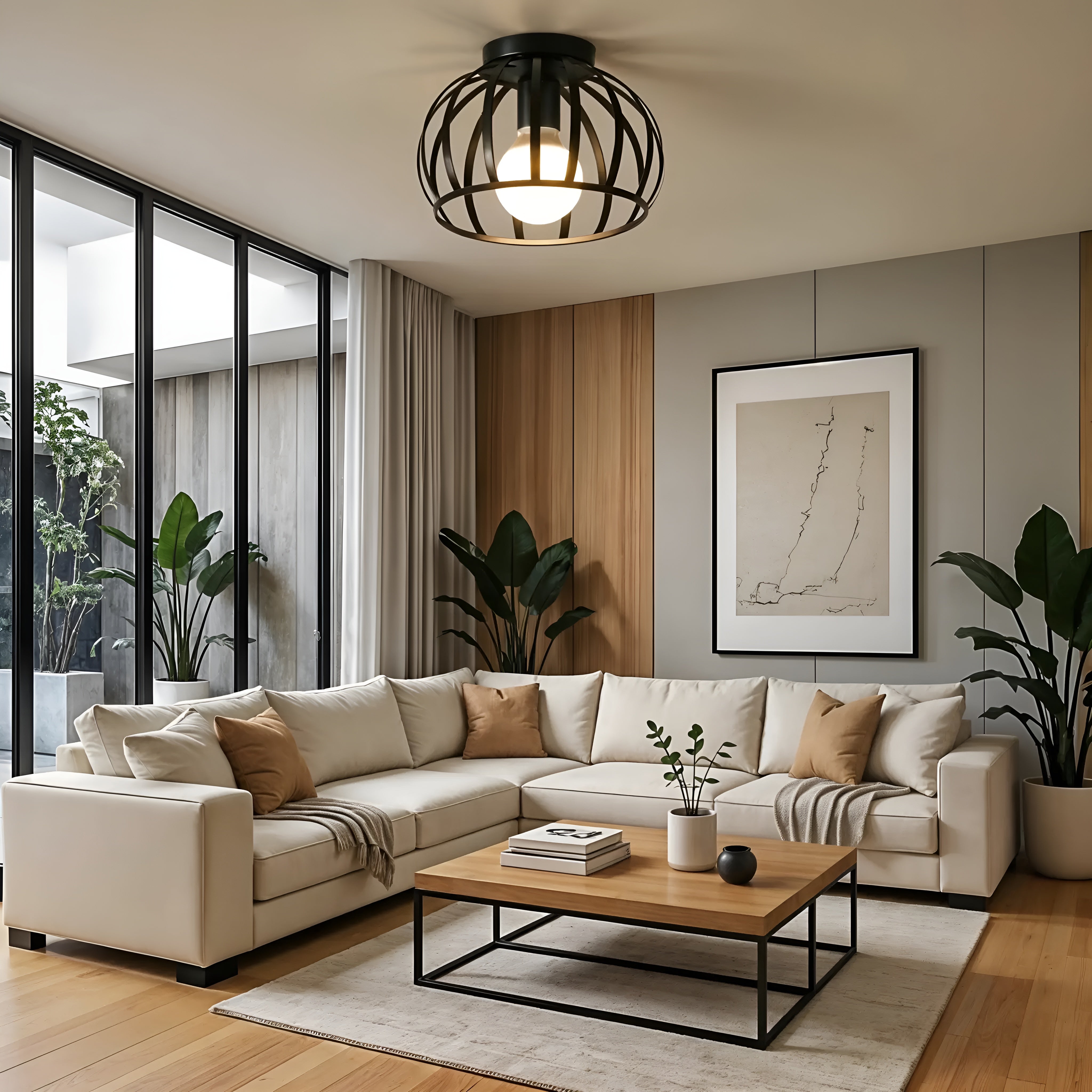 Forgeon – Industrial Black Ceiling Lamp with Minimalist Lighting Fixture