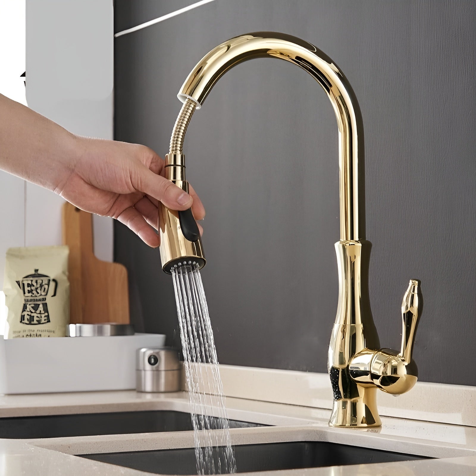 FlowEase – Retractable Kitchen Faucet with Pull Out Spray Head