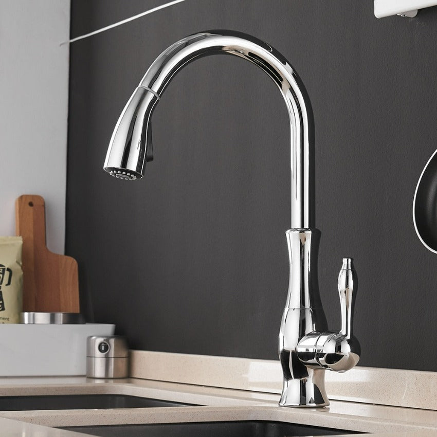 FlowEase – Retractable Kitchen Faucet with Pull Out Spray Head